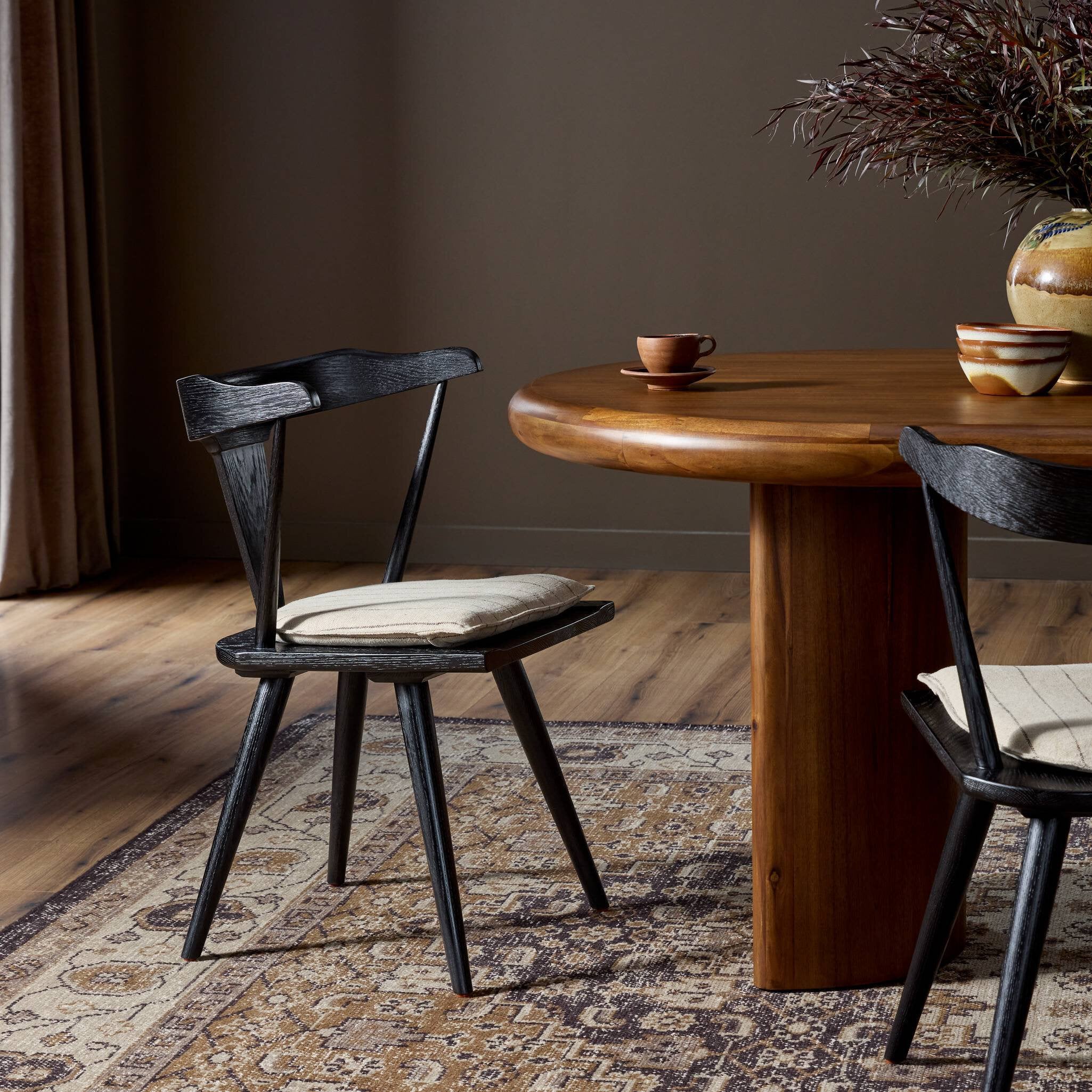 Four Hands Ripley Dining Chair — Black Oak-Lavon Flint-Black Oak Veneer