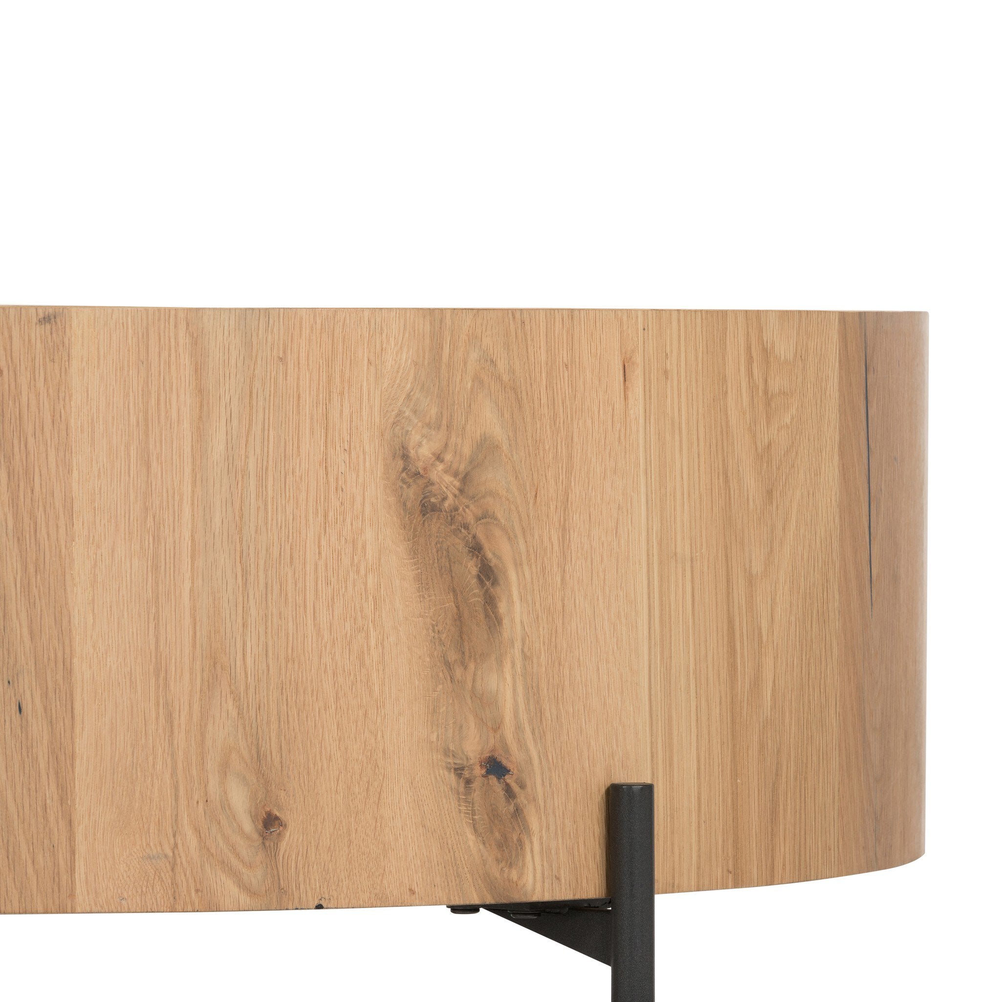 Four Hands Eaton Drum Coffee Table — Light Oak Resin-Dark Gunmetal