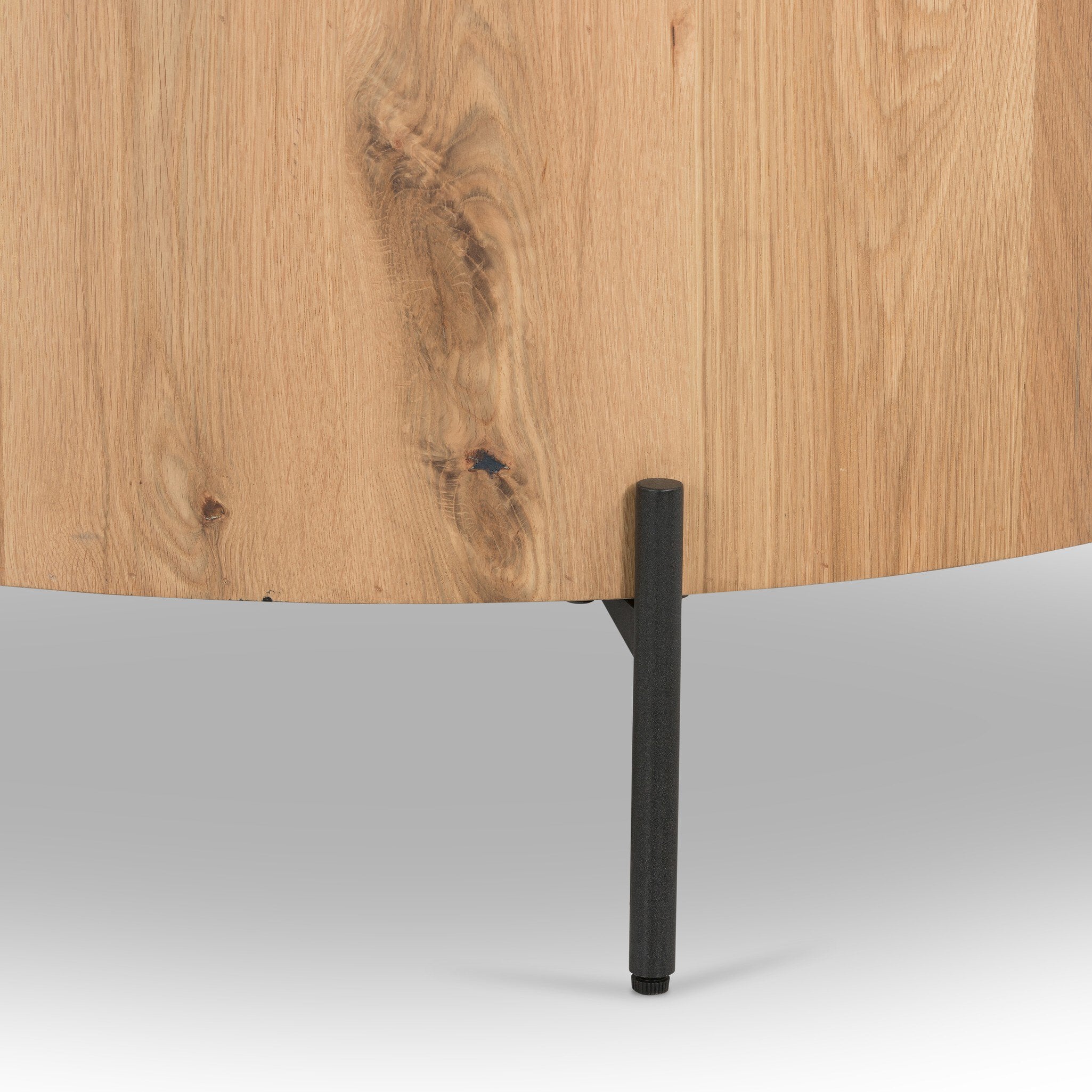 Four Hands Eaton Drum Coffee Table — Light Oak Resin-Dark Gunmetal