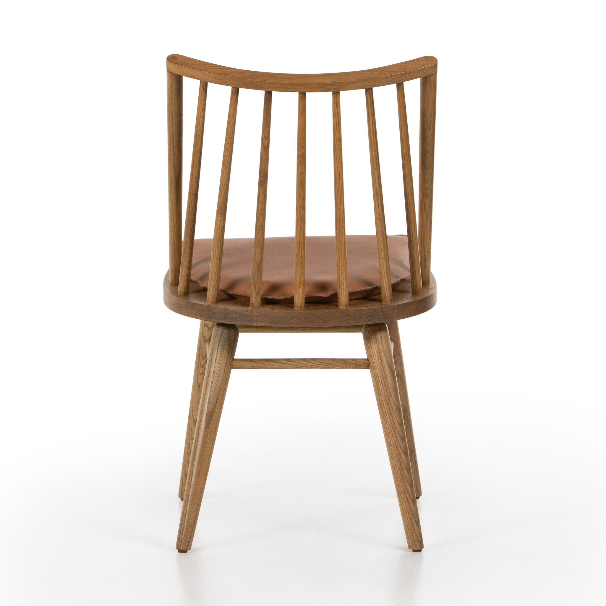 Four Hands Lewis Windsor Chair — Sandy Oak-Whiskey Saddle-Ivory Backing