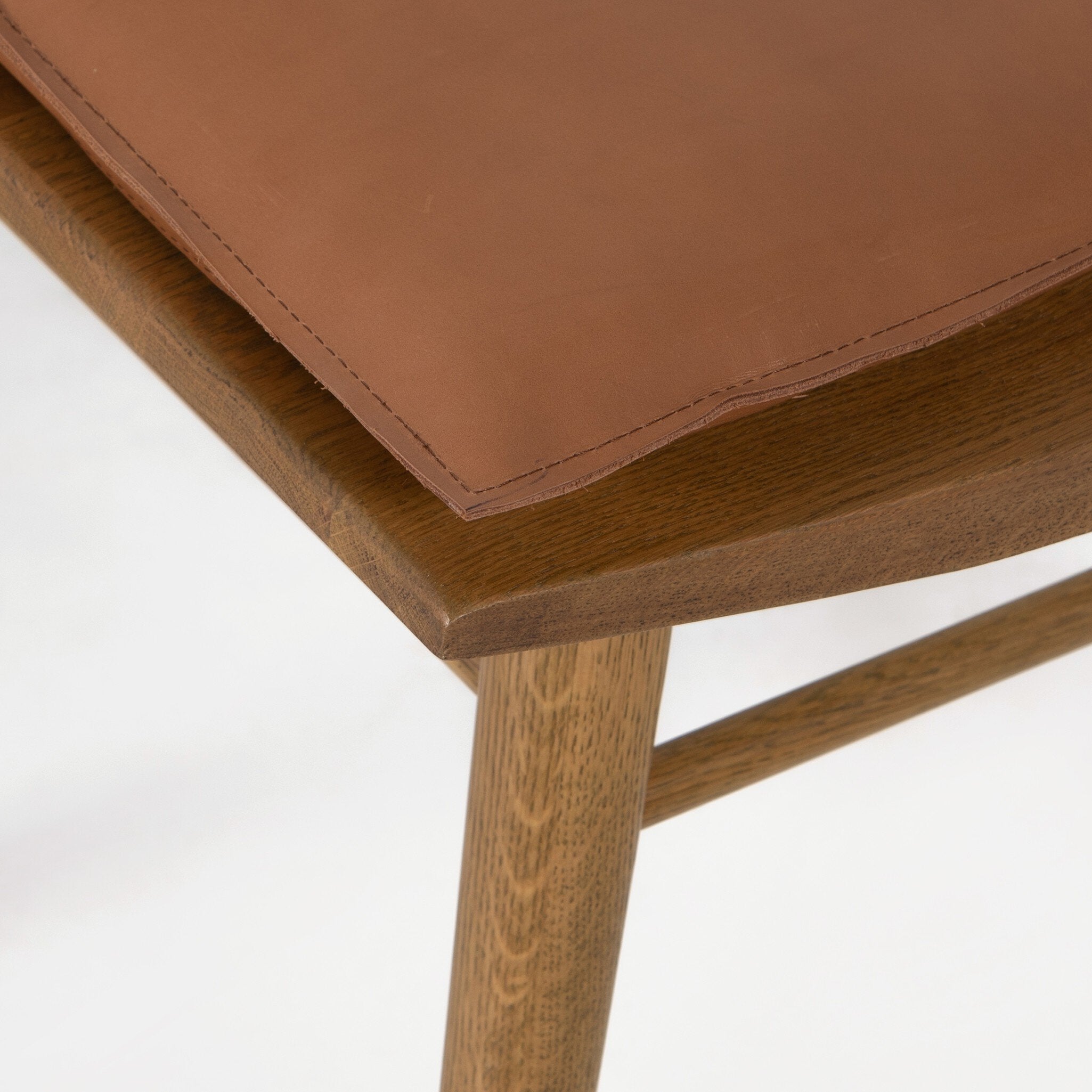 Four Hands Lewis Windsor Chair — Sandy Oak-Whiskey Saddle-Ivory Backing