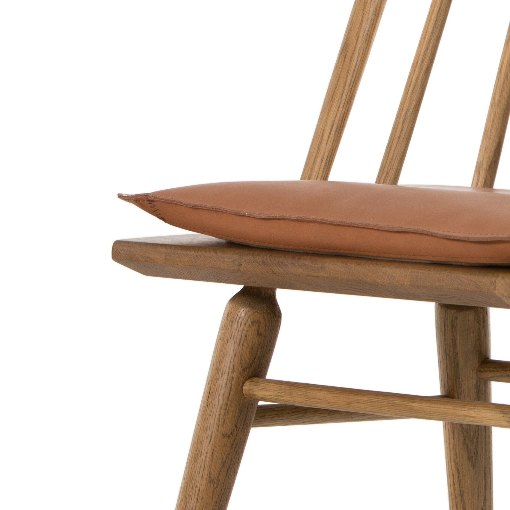 Four Hands Lewis Windsor Chair — Sandy Oak-Whiskey Saddle-Ivory Backing