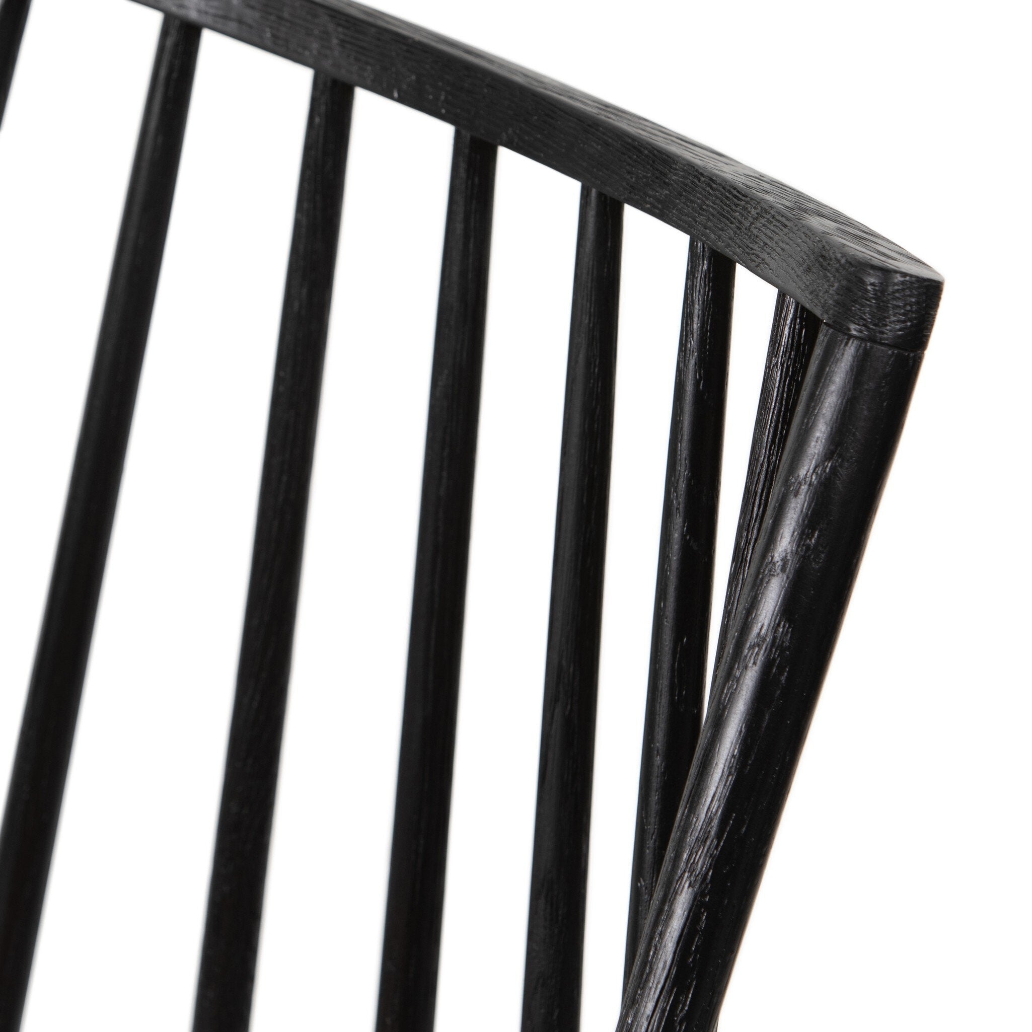 Four Hands Lewis Windsor Chair — Black Oak-Whiskey Saddle-Ivory Backing