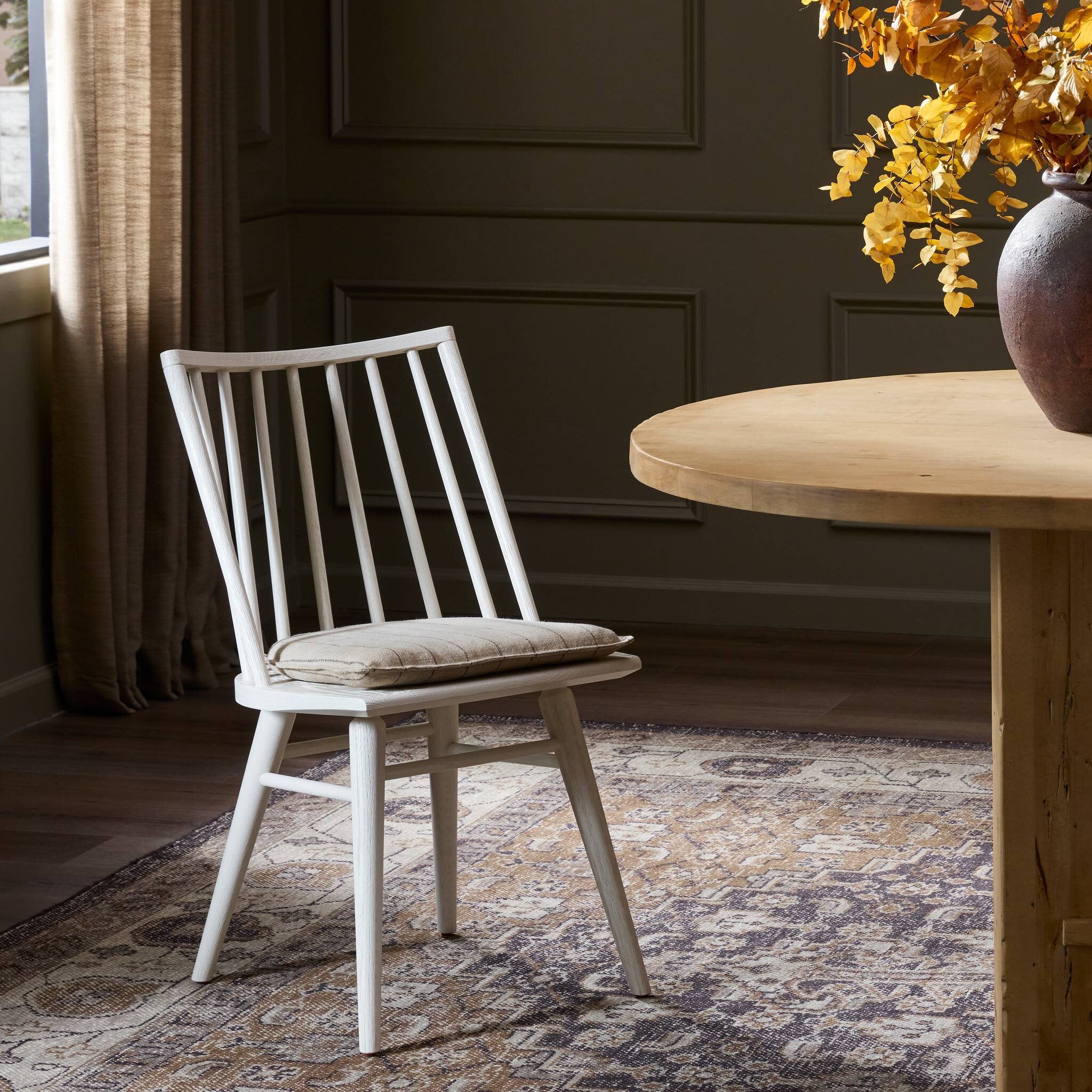 Four Hands Lewis Windsor Chair — Off White Oak Solid-Lavon Flint