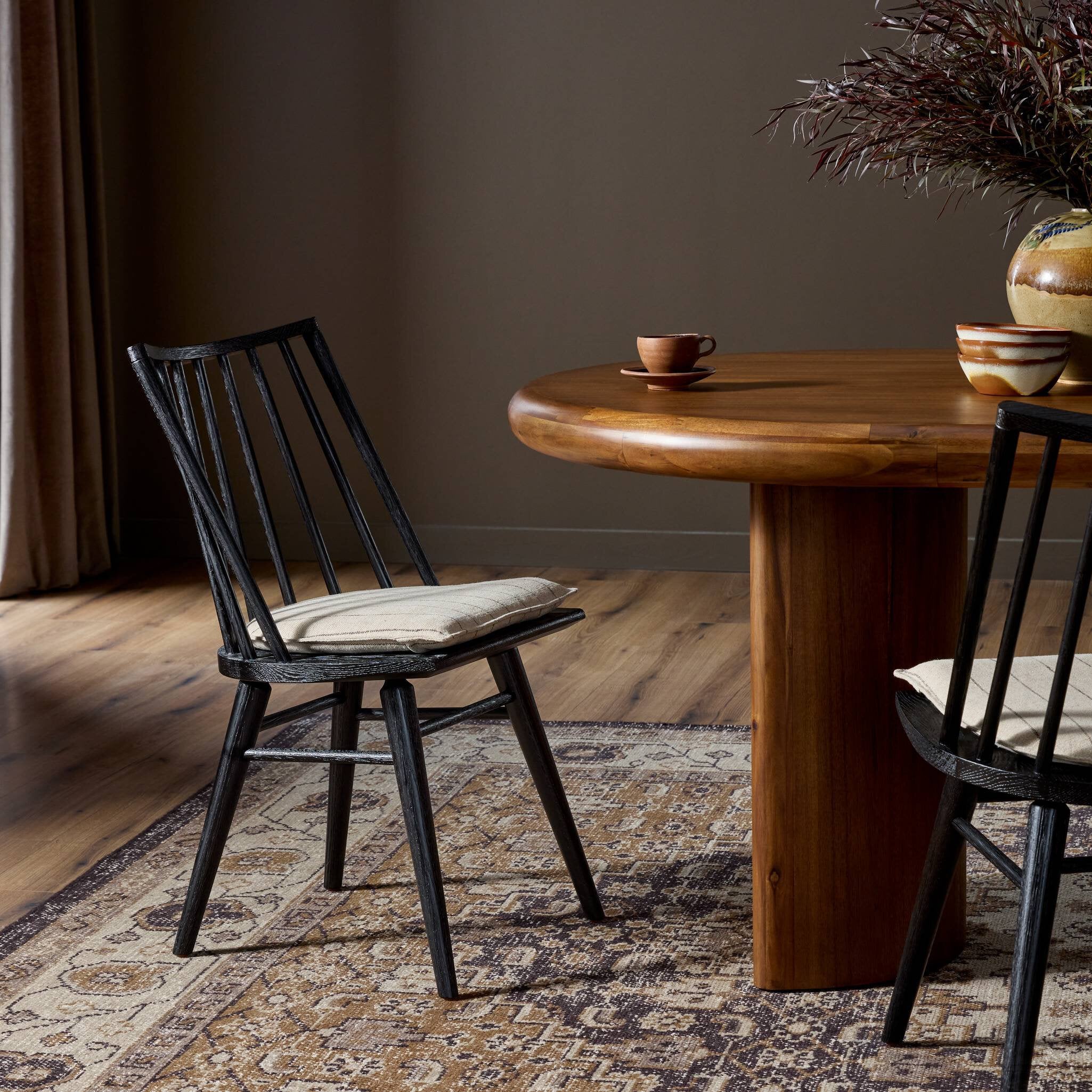 Four Hands Lewis Windsor Chair — Black Oak-Lavon Flint
