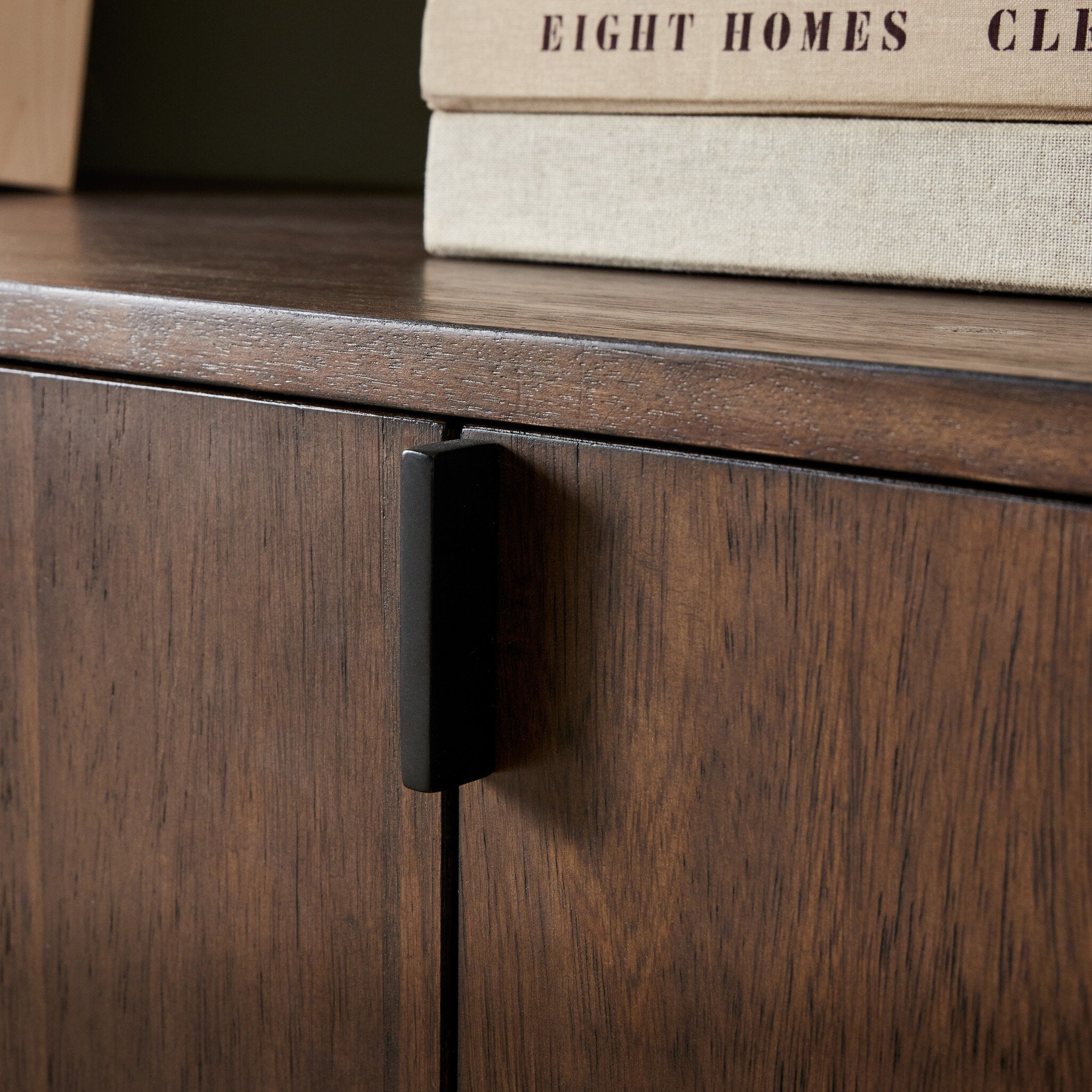 Four Hands Castillo Media Console — Chestnut Parawood-Chestnut Parawood Veneer-Gunmetal
