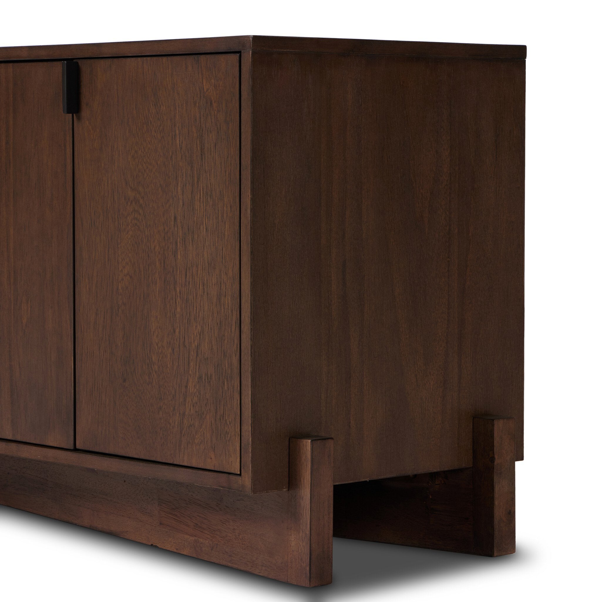 Four Hands Castillo Media Console — Chestnut Parawood-Chestnut Parawood Veneer-Gunmetal