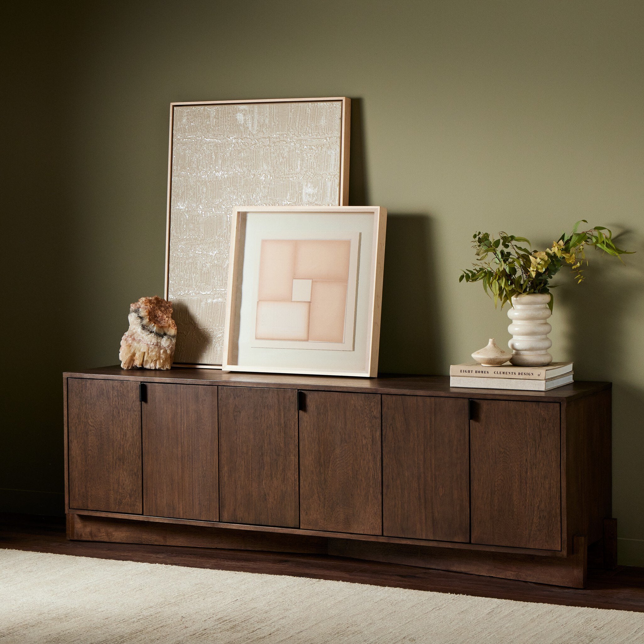Four Hands Castillo Media Console — Chestnut Parawood-Chestnut Parawood Veneer-Gunmetal
