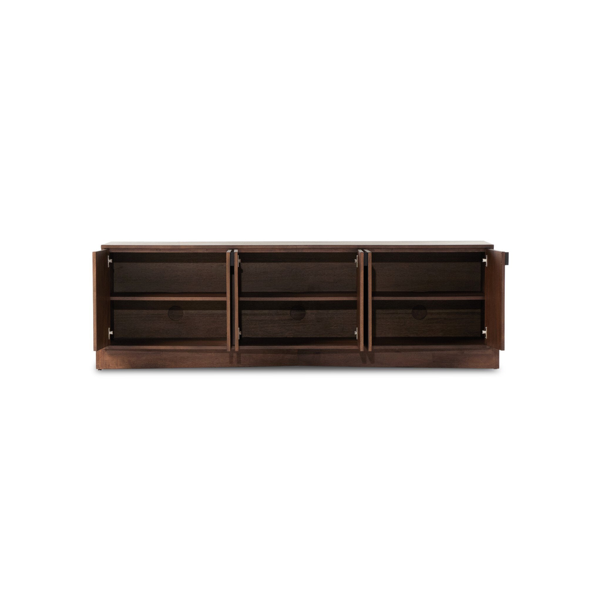Four Hands Castillo Media Console — Chestnut Parawood-Chestnut Parawood Veneer-Gunmetal