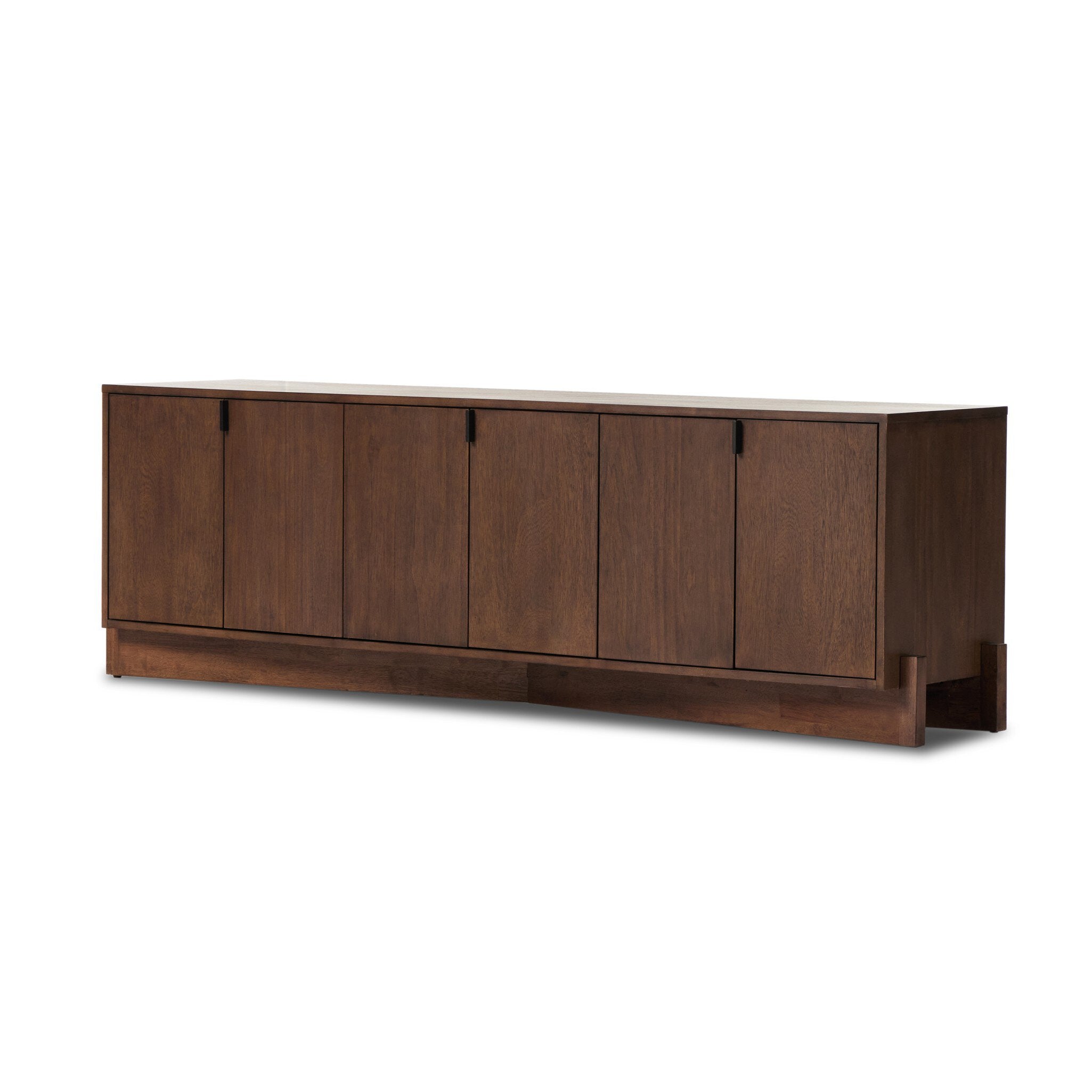 Four Hands Castillo Media Console — Chestnut Parawood-Chestnut Parawood Veneer-Gunmetal