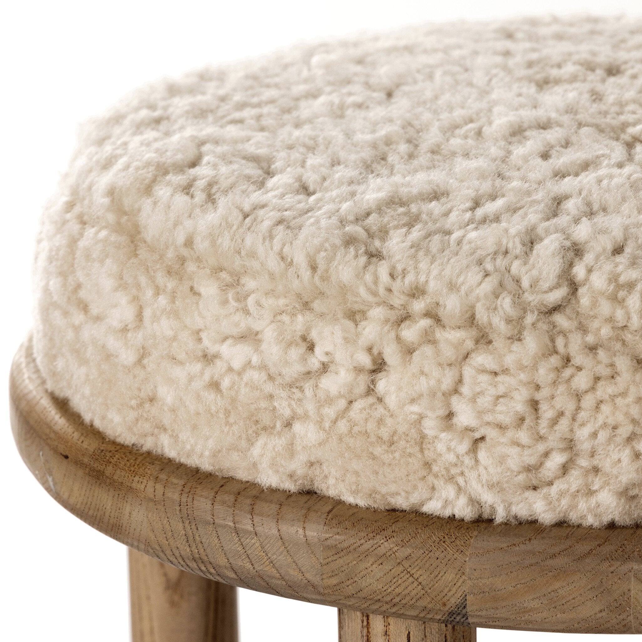 Four Hands Saldino Bar + Counter Stool — Beige Shearling-Blonde Nettlewood-Counter