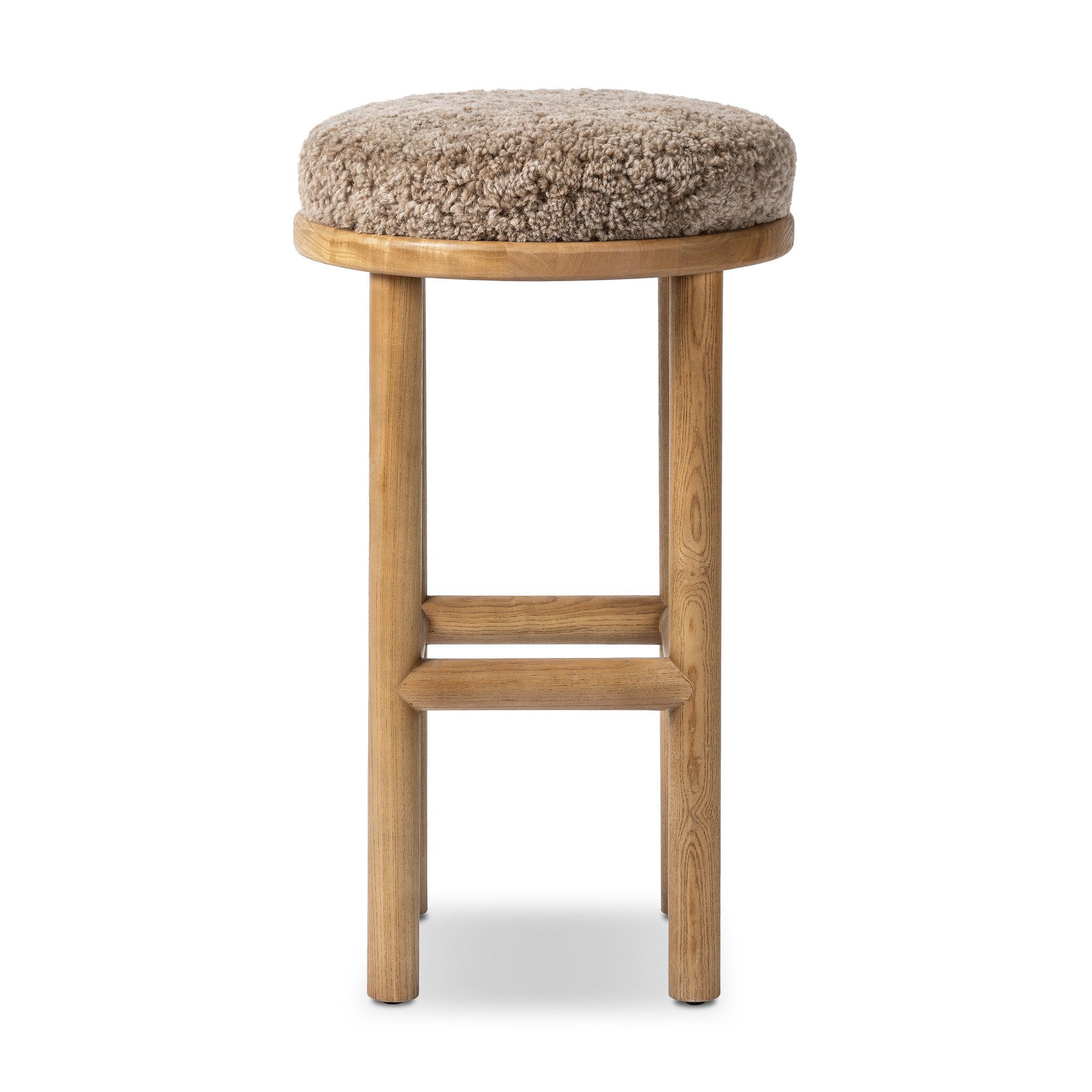 Four Hands Saldino Bar + Counter Stool — Taupe Shearling-Sandy Nettlewood-Bar