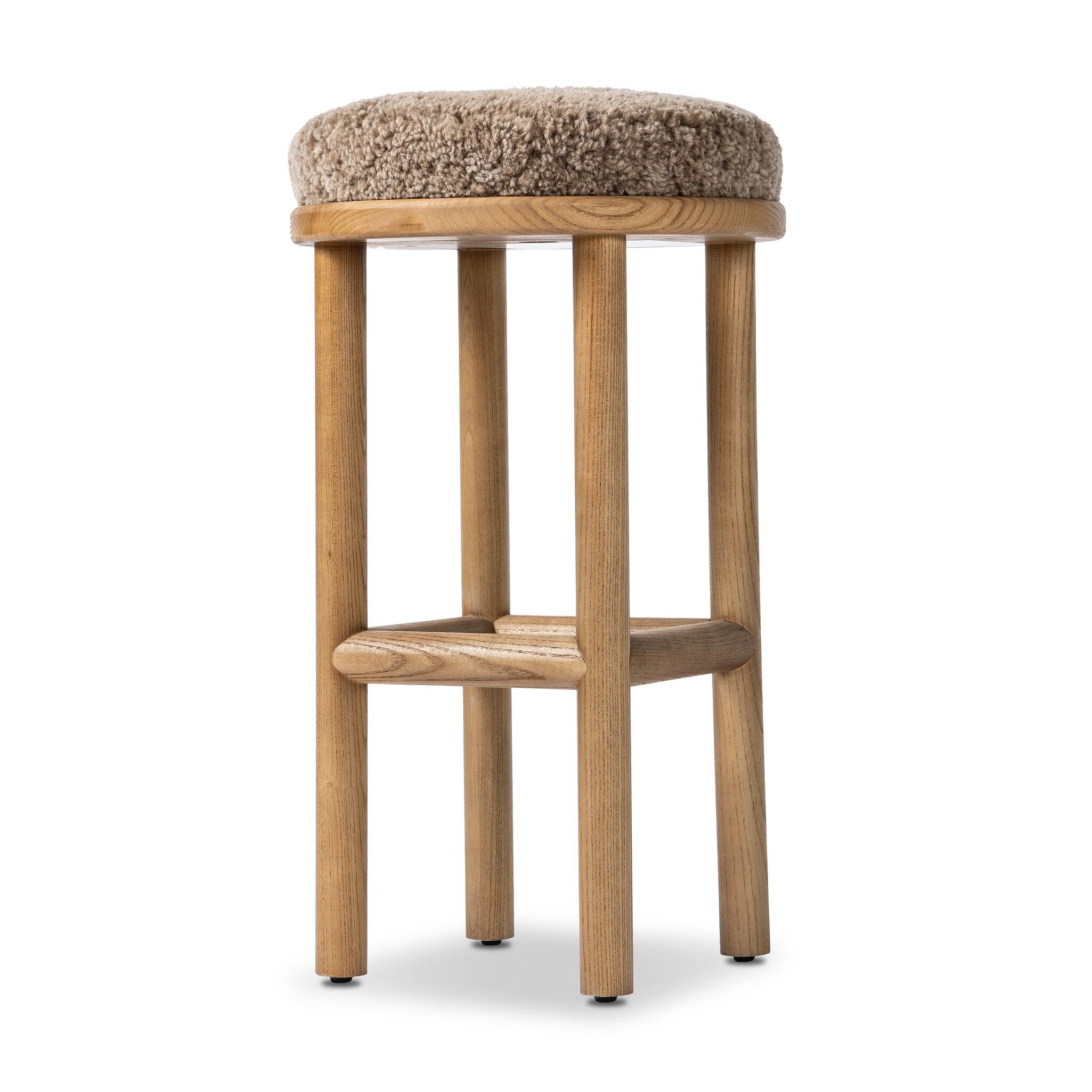 Four Hands Saldino Bar + Counter Stool — Taupe Shearling-Sandy Nettlewood-Bar