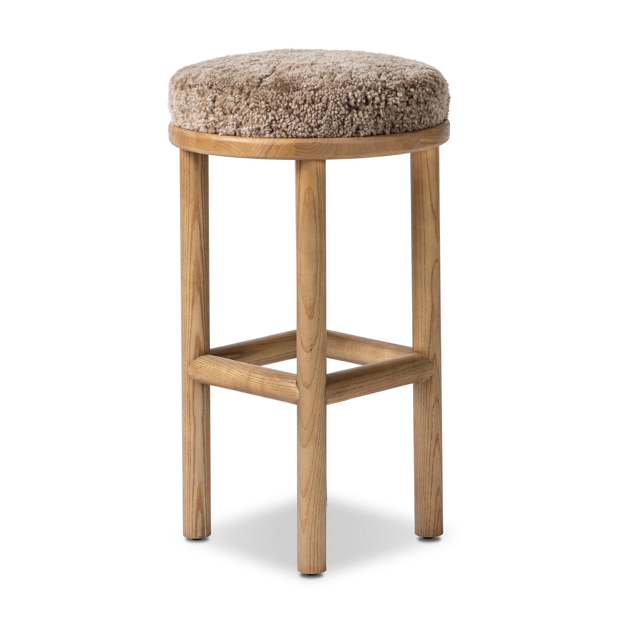 Four Hands Saldino Bar + Counter Stool — Taupe Shearling-Sandy Nettlewood-Bar