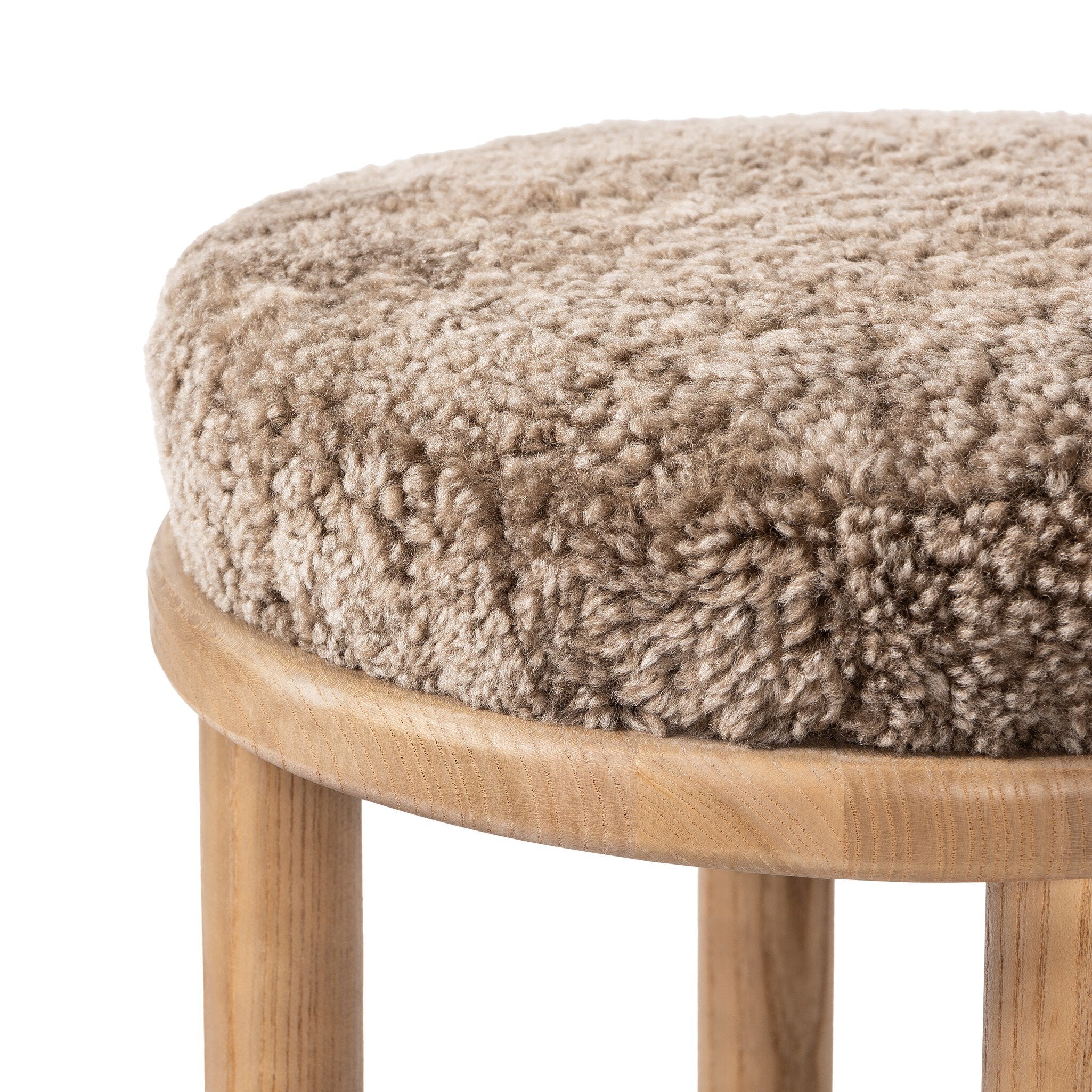 Four Hands Saldino Bar + Counter Stool — Taupe Shearling-Sandy Nettlewood-Counter