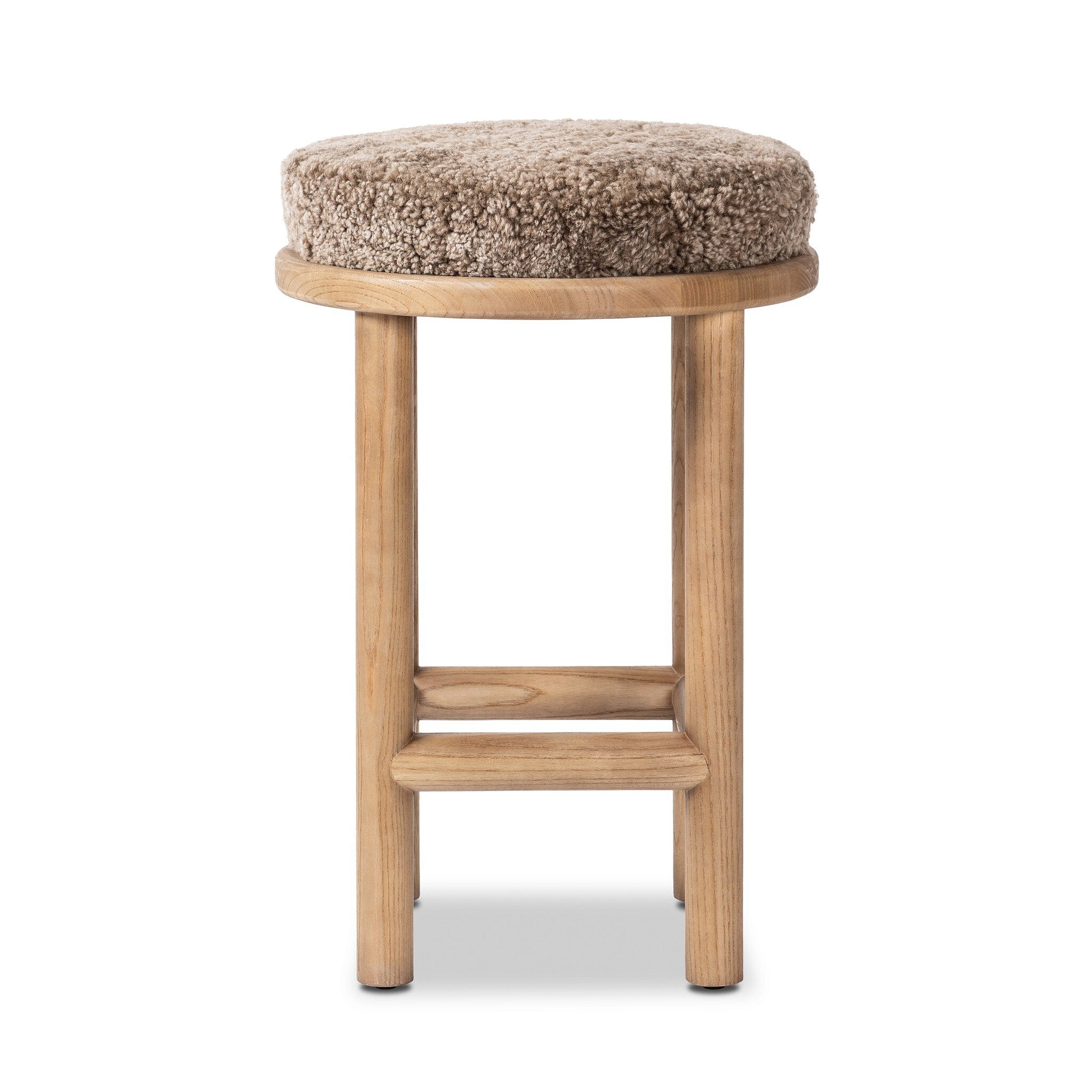 Four Hands Saldino Bar + Counter Stool — Taupe Shearling-Sandy Nettlewood-Counter