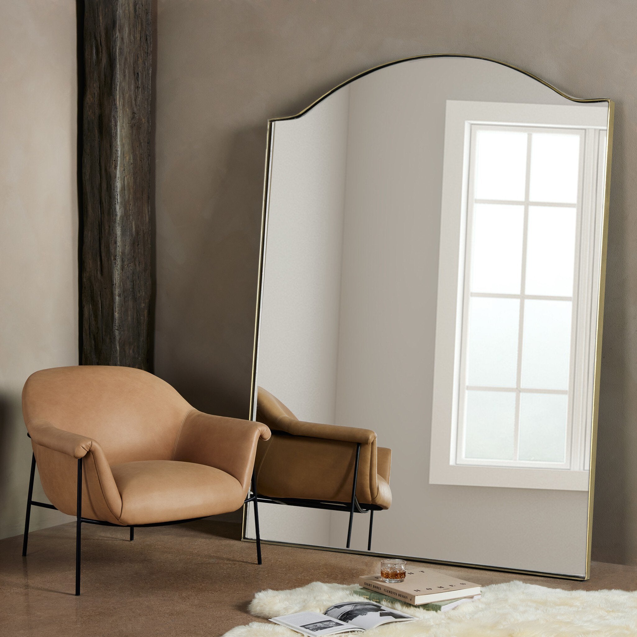 Four Hands Jacques Floor Mirror — Antique Brass