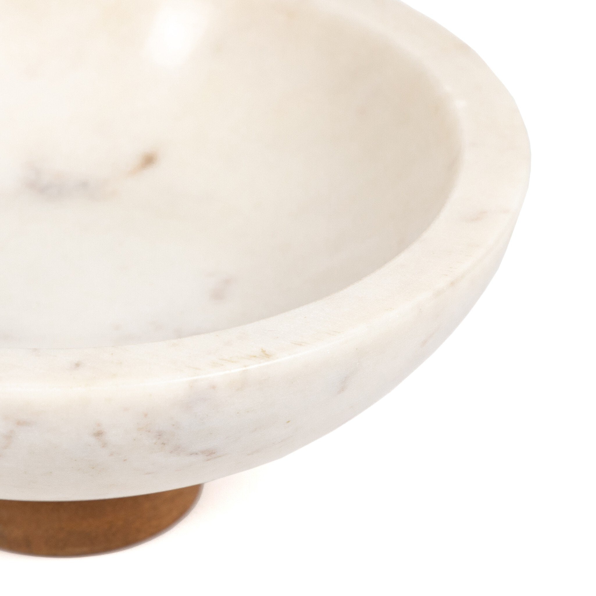 Four Hands Lira Bowl — Honed White Marble-Auburn Mango
