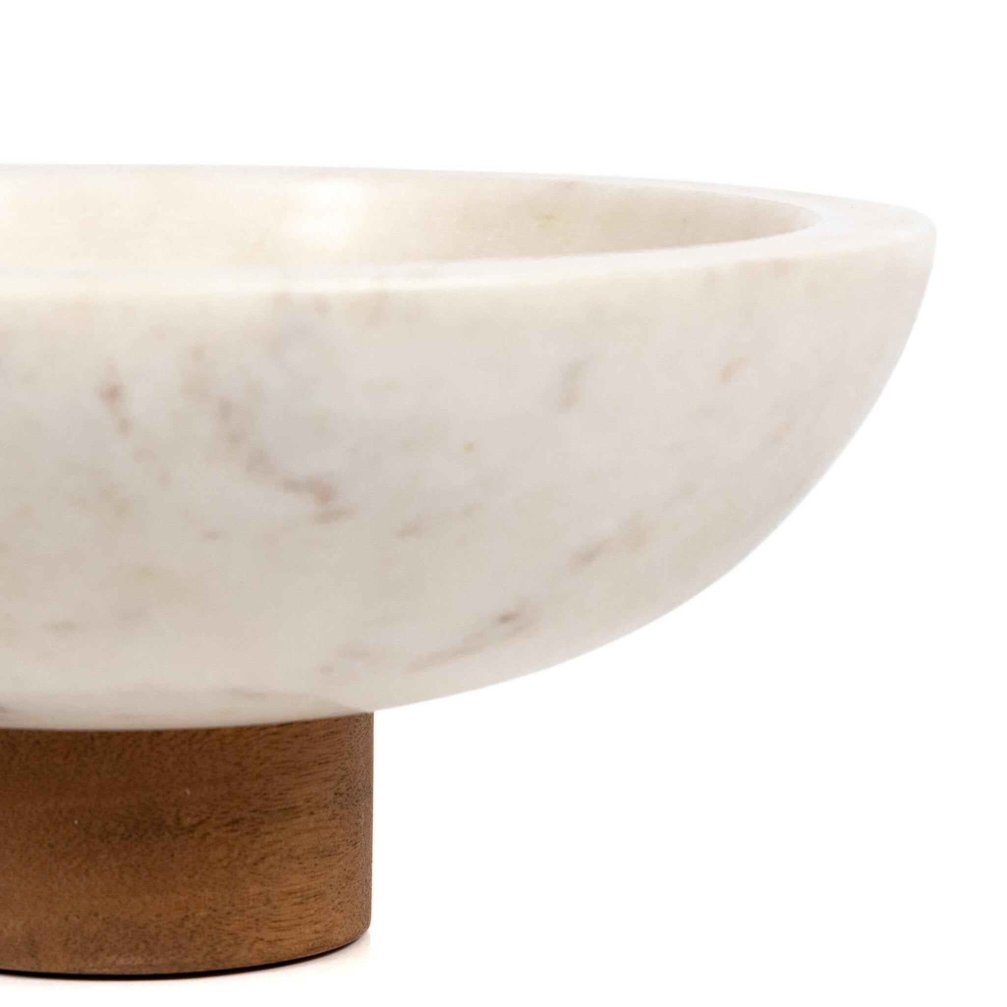 Four Hands Lira Bowl — Honed White Marble-Auburn Mango