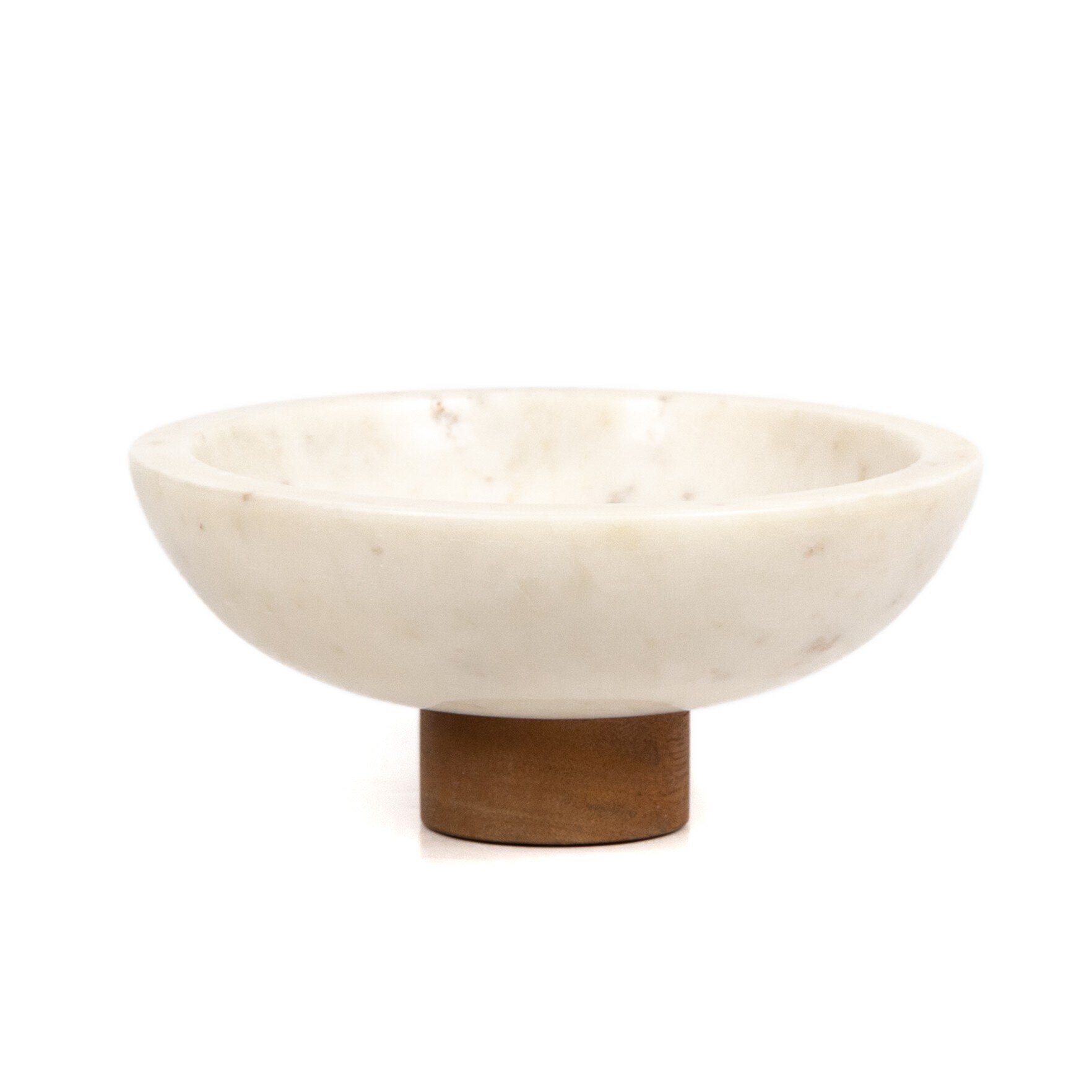 Four Hands Lira Bowl — Honed White Marble-Auburn Mango