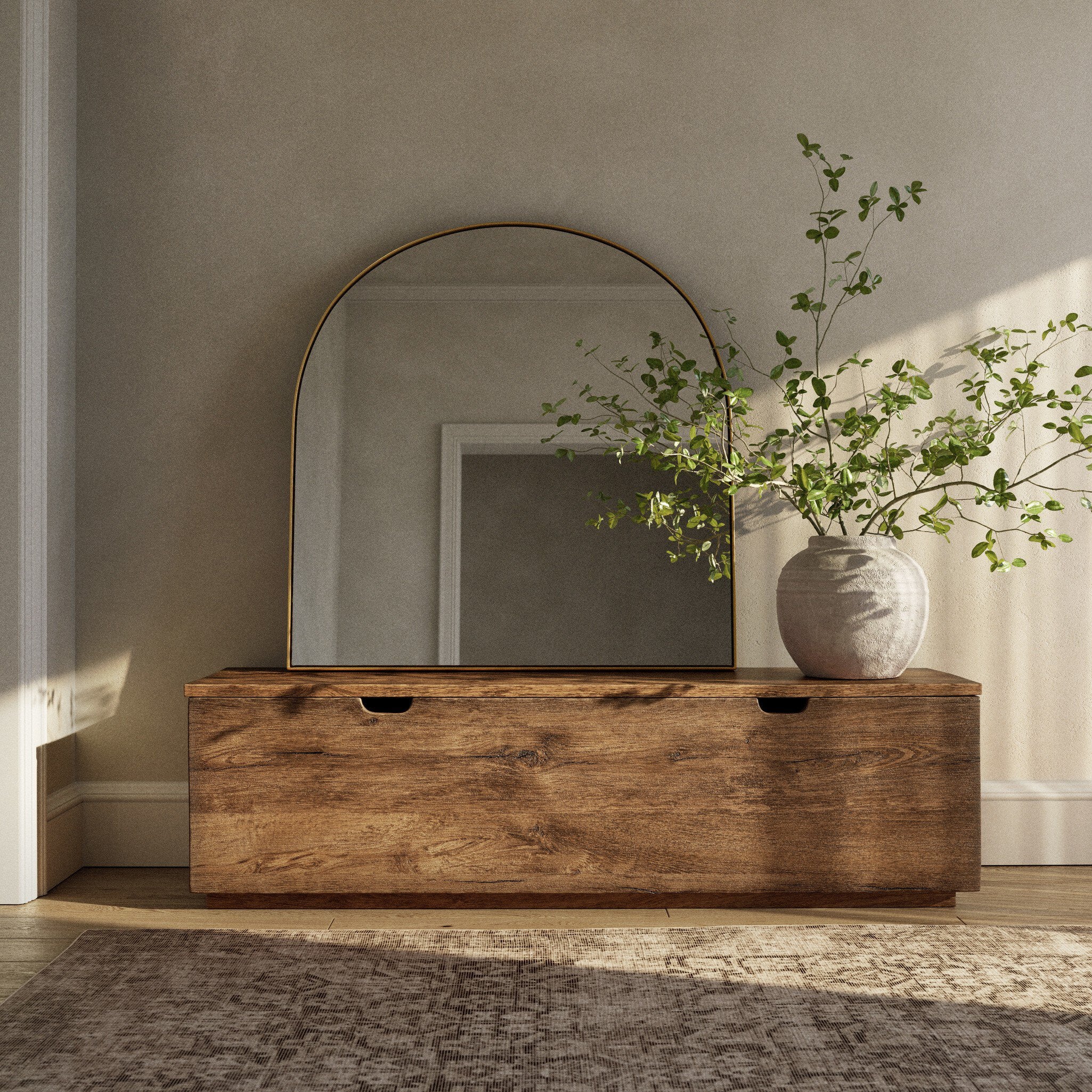 Four Hands Georgina Wide Mirror — Polished Brass-Mirror