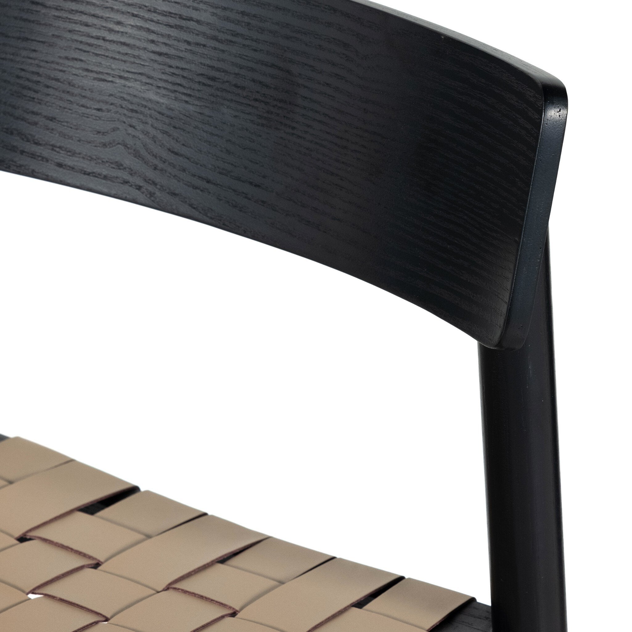 Four Hands Heisler Bar + Counter Stool — Almond Leather Blend-Black-Black Veneer-Counter
