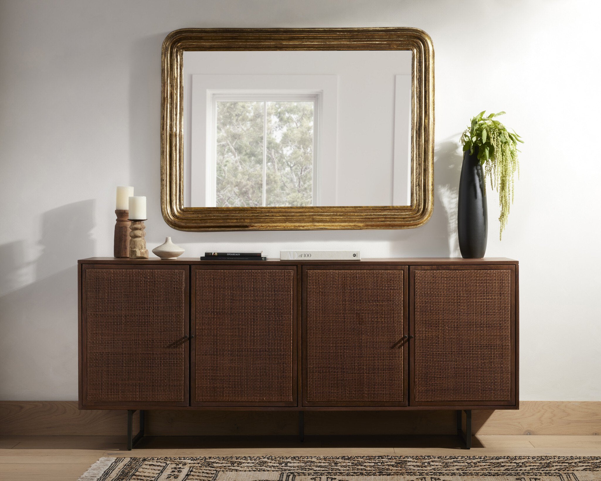 Four Hands Vintage Louis Mirror — Antiqued Gold Leaf