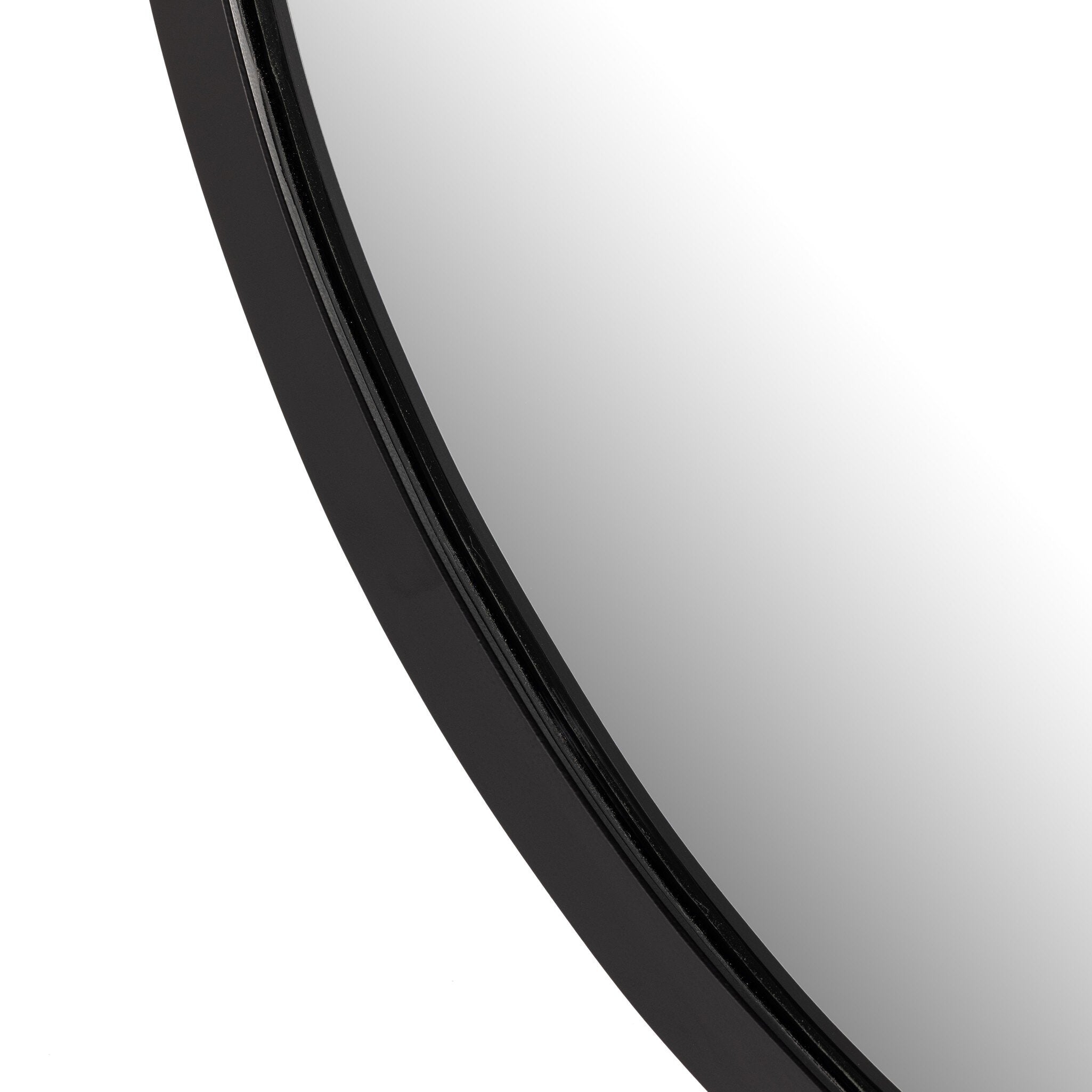 Four Hands Hyde Round Mirror — Black Aluminum