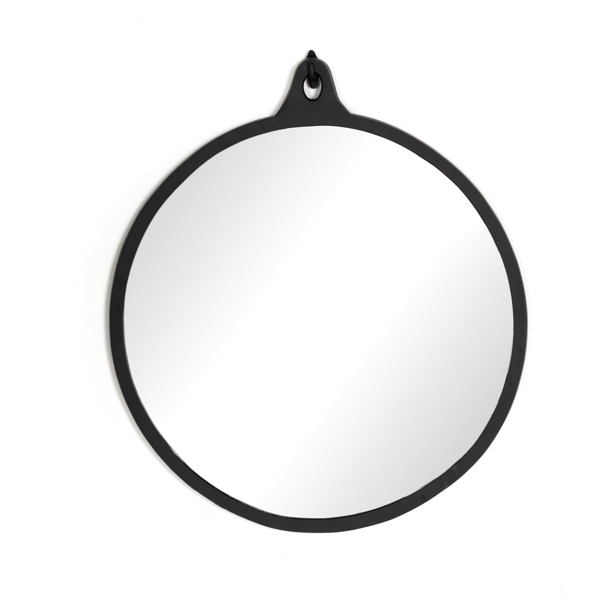 Four Hands Hyde Round Mirror — Black Aluminum