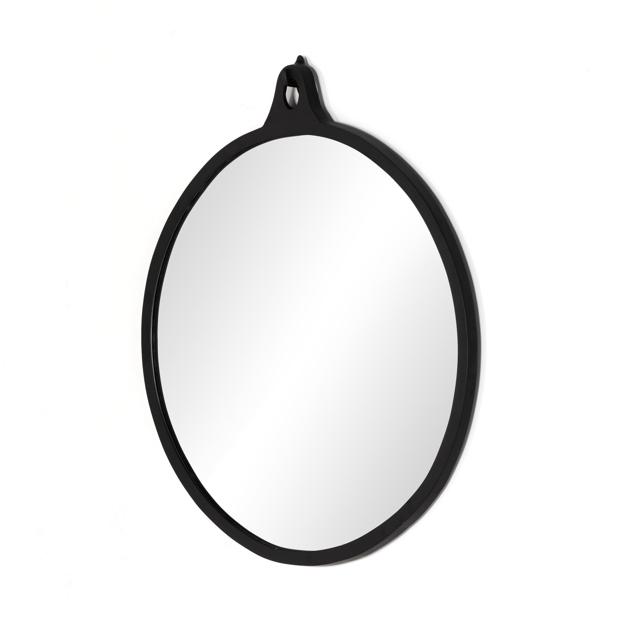 Four Hands Hyde Round Mirror — Black Aluminum