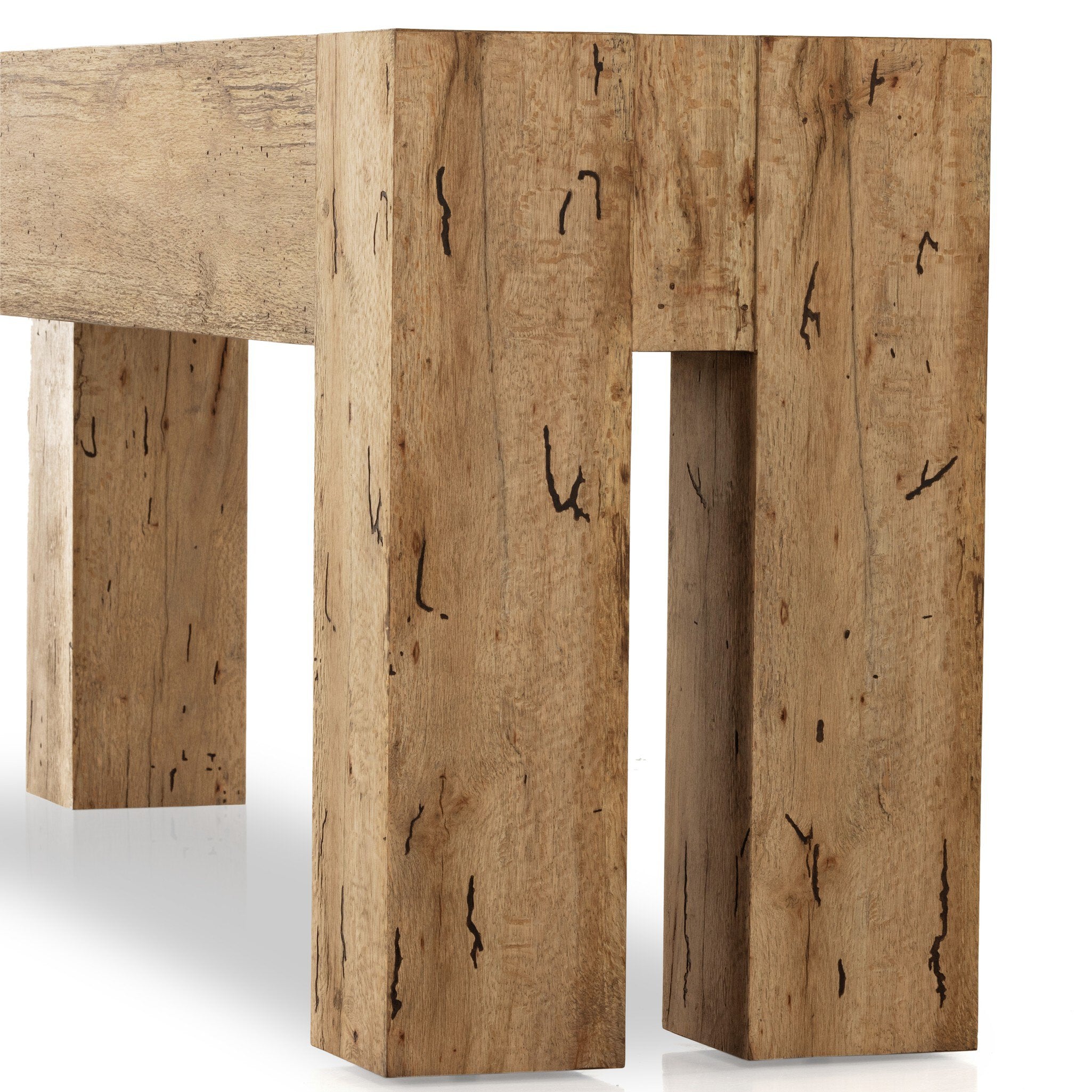 Four Hands Abaso Console Table — Rustic Wormwood Oak
