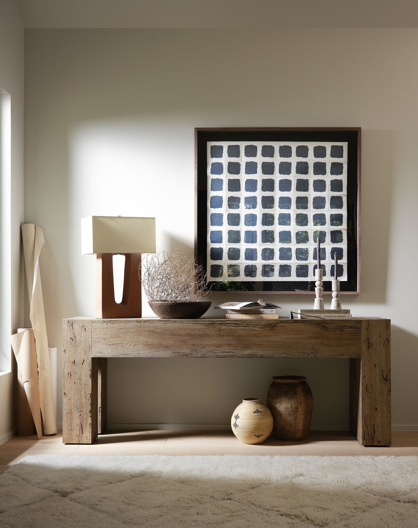 Four Hands Abaso Console Table — Rustic Wormwood Oak