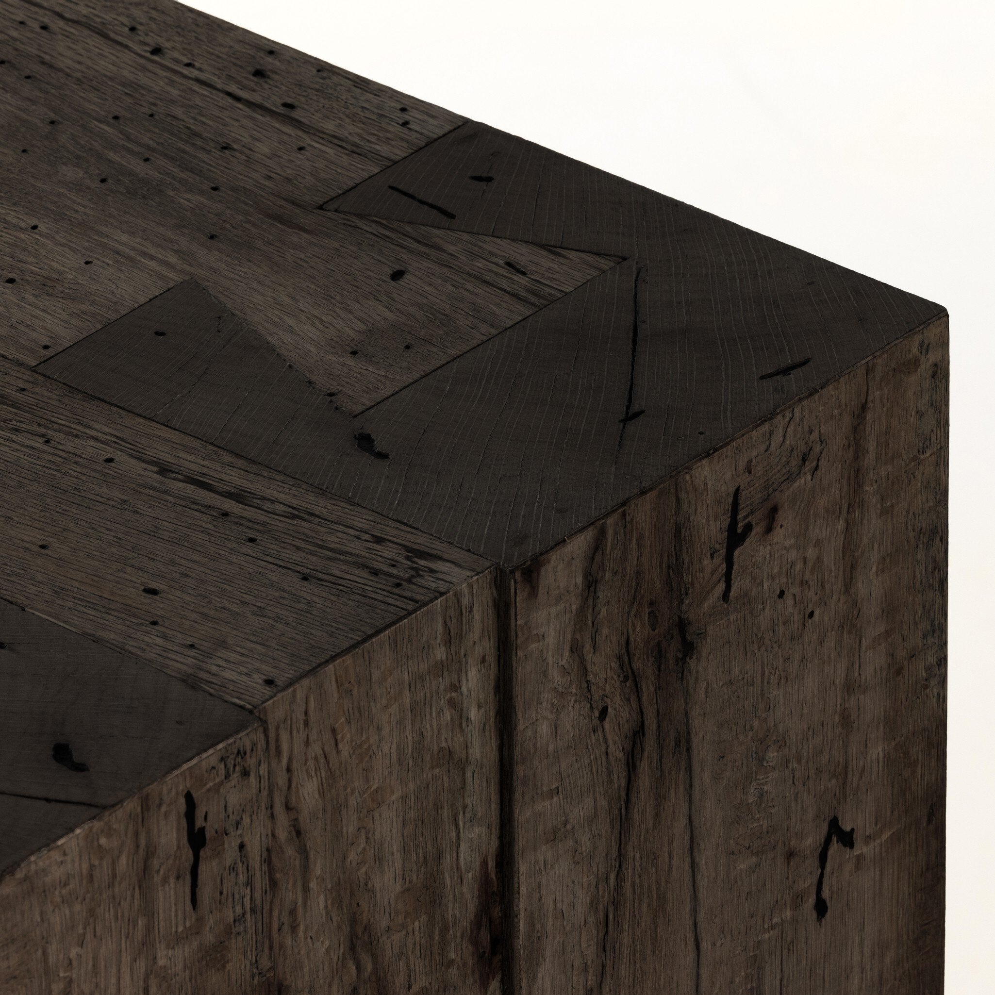 Four Hands Abaso Console Table — Ebony Rustic Wormwood Oak