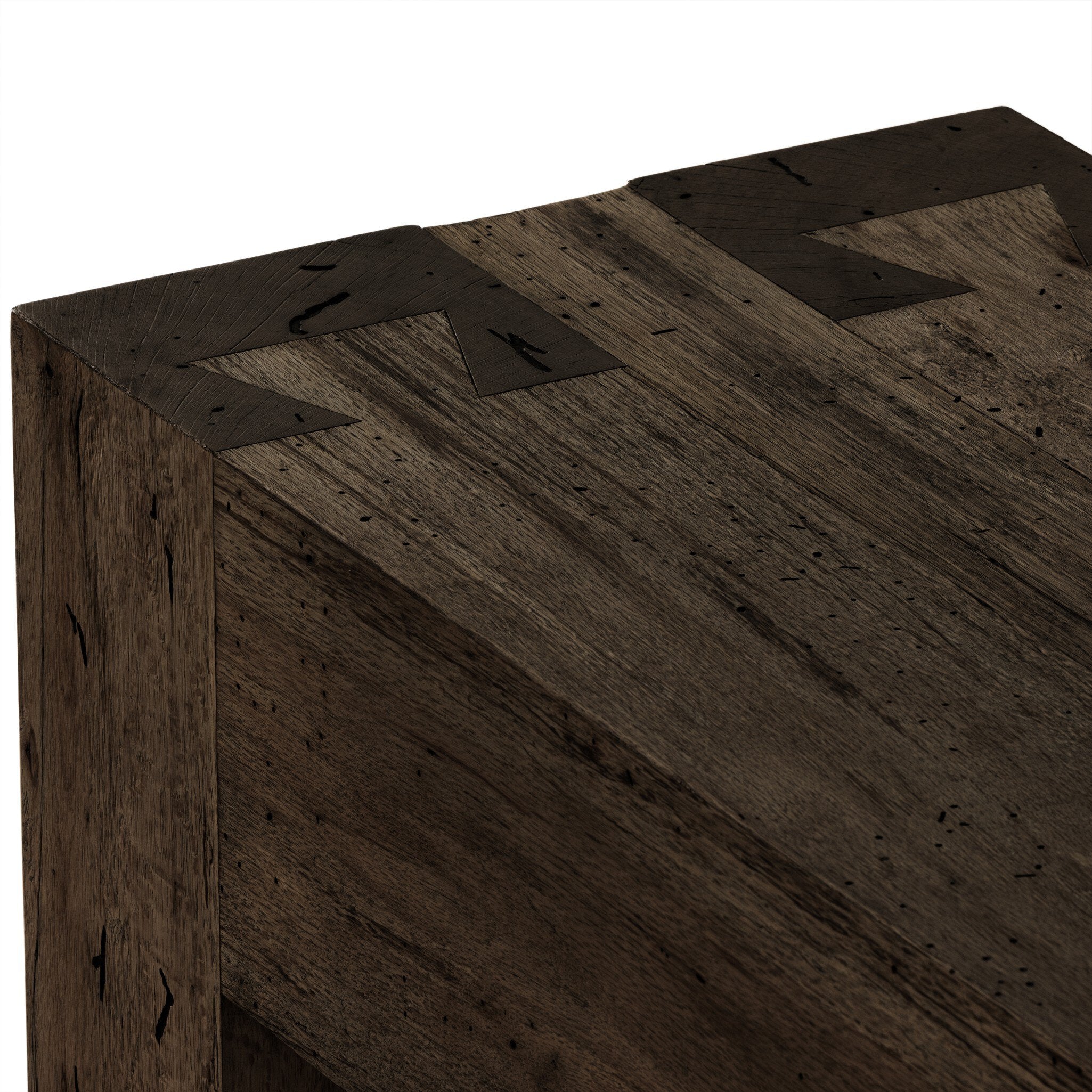 Four Hands Abaso Console Table — Ebony Rustic Wormwood Oak