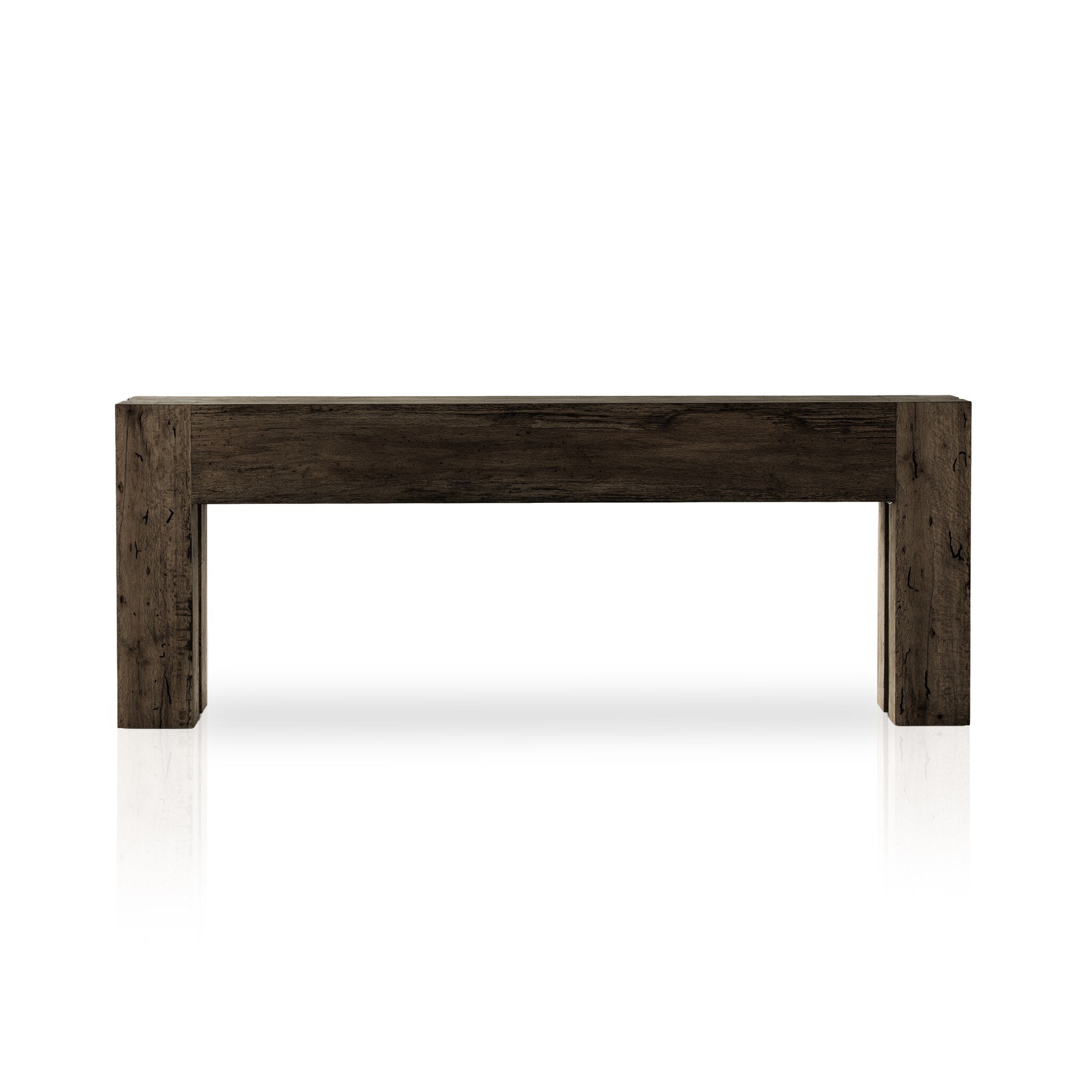 Four Hands Abaso Console Table — Ebony Rustic Wormwood Oak