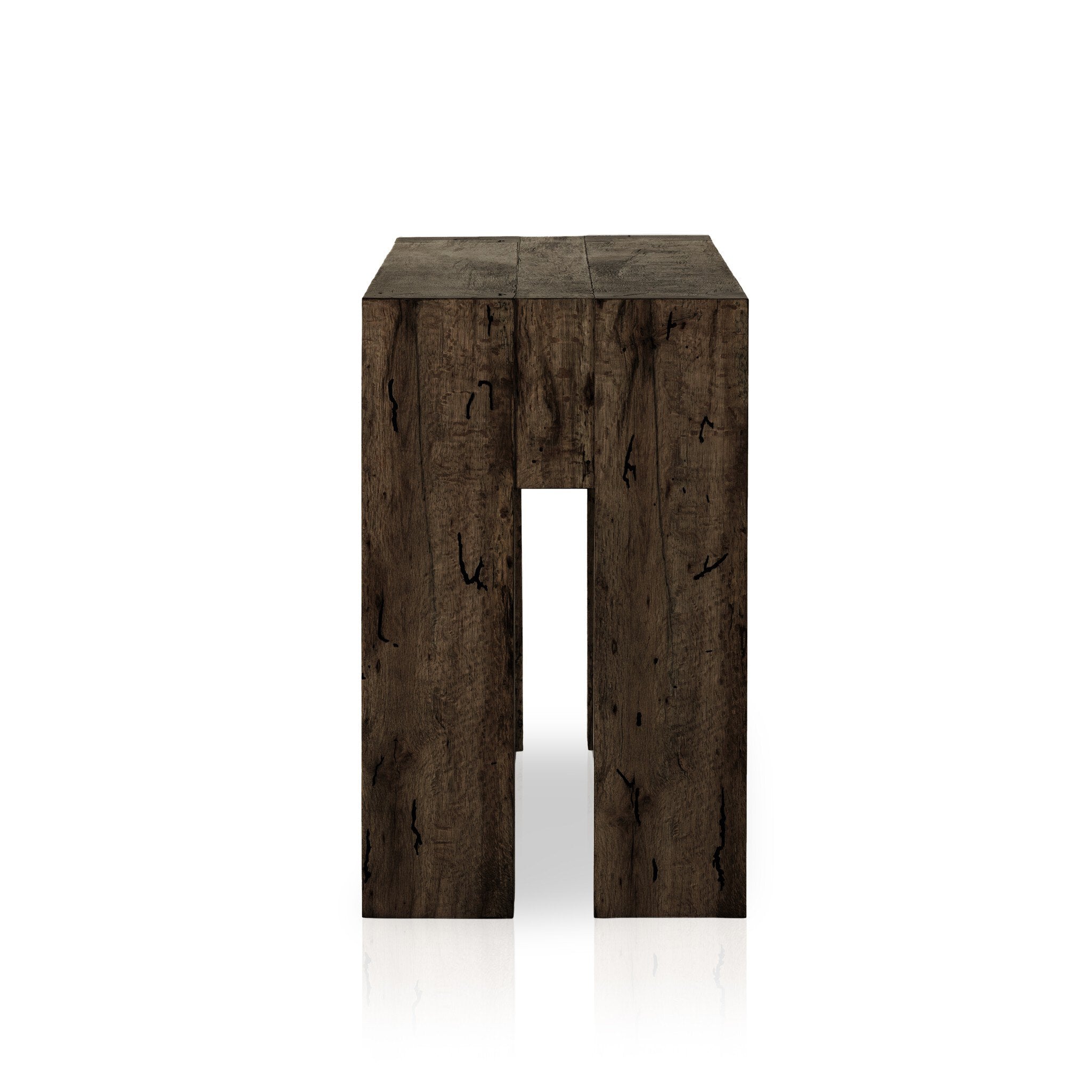 Four Hands Abaso Console Table — Ebony Rustic Wormwood Oak