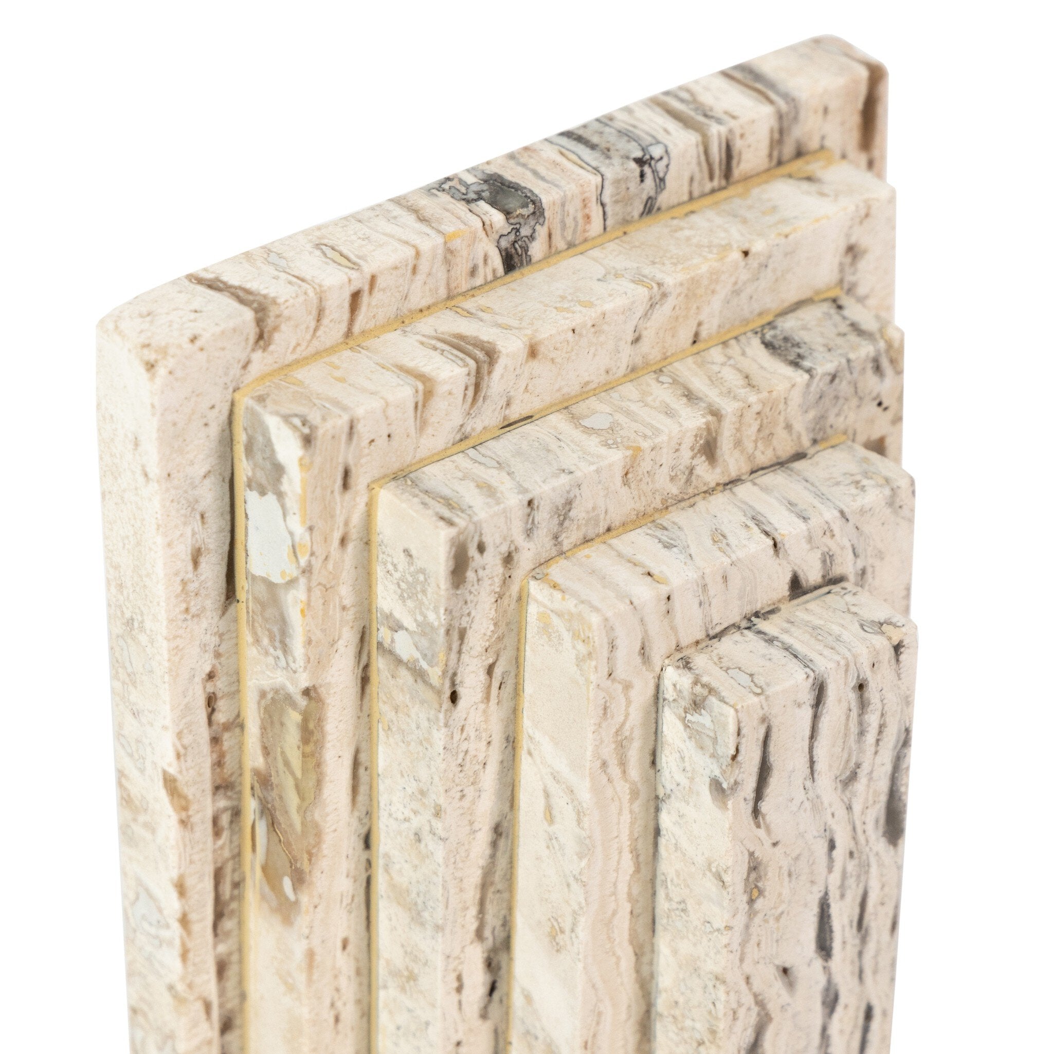 Four Hands Stepped Bookends — White Travertine