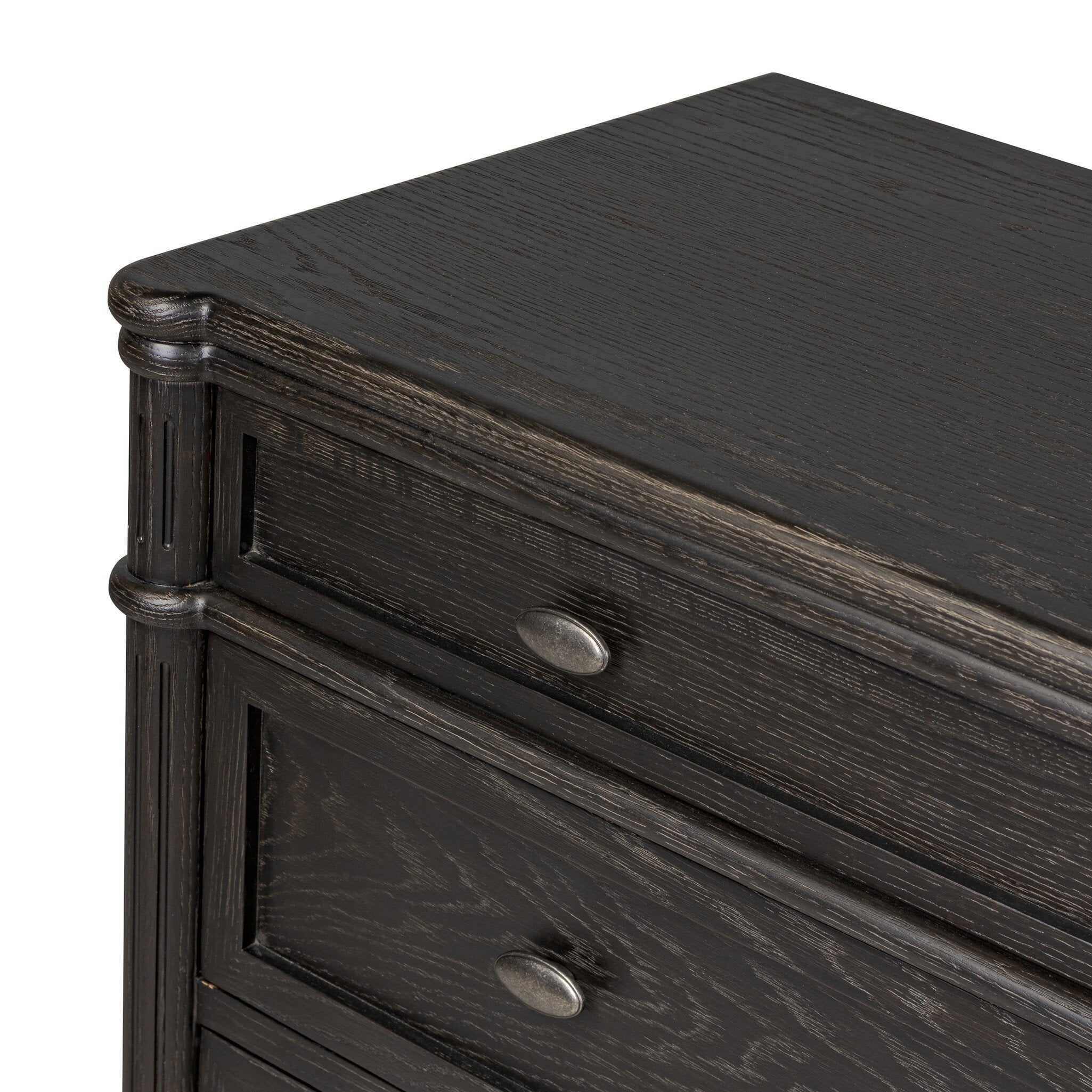 Four Hands Toulouse Chest — Distressed Black-Distressed Black Oak-Aged Brass