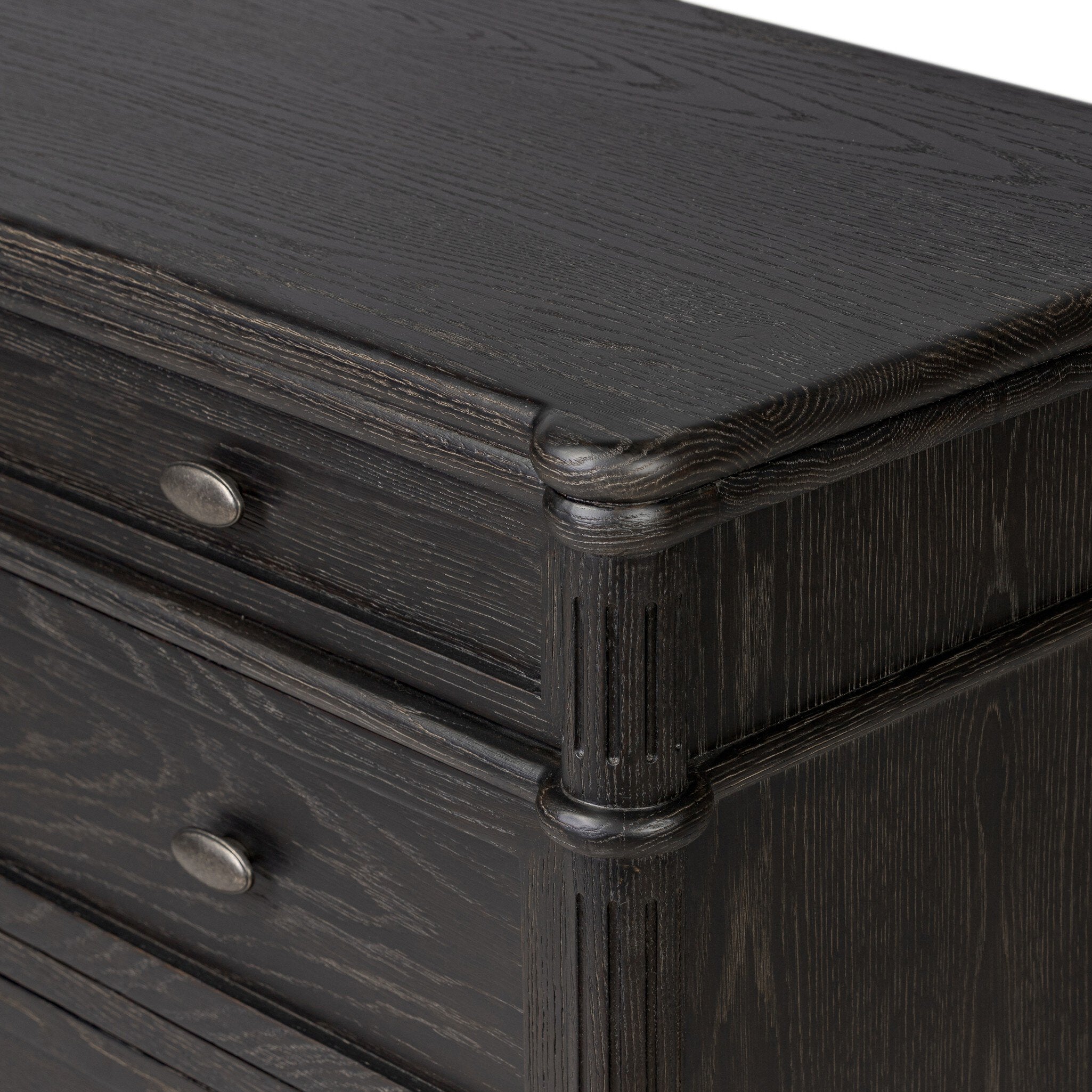 Four Hands Toulouse Chest — Distressed Black-Distressed Black Oak-Aged Brass