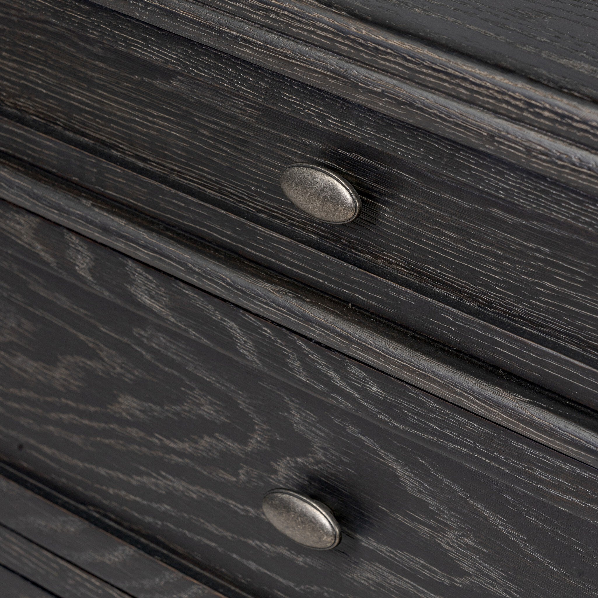 Four Hands Toulouse Chest — Distressed Black-Distressed Black Oak-Aged Brass