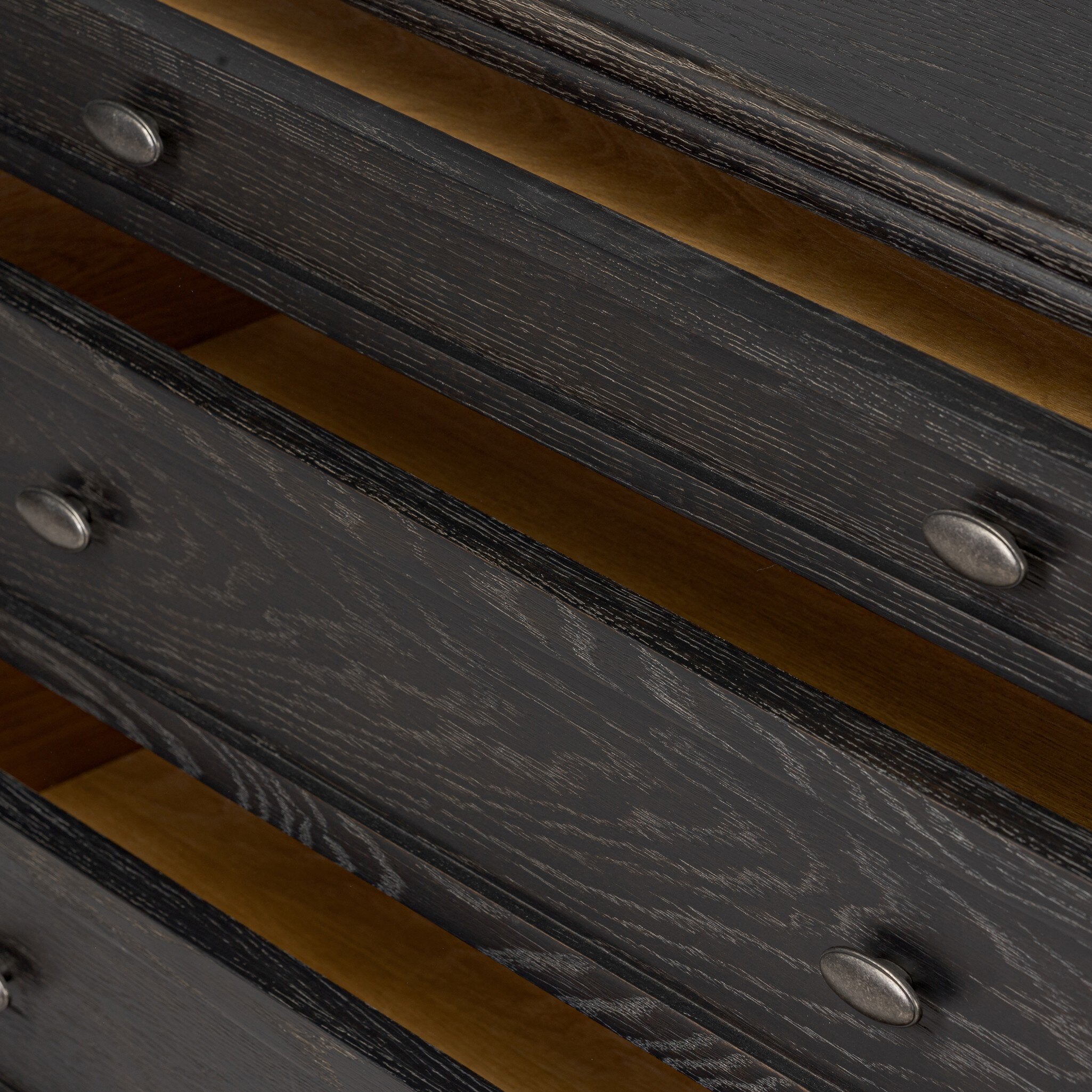 Four Hands Toulouse Chest — Distressed Black-Distressed Black Oak-Aged Brass