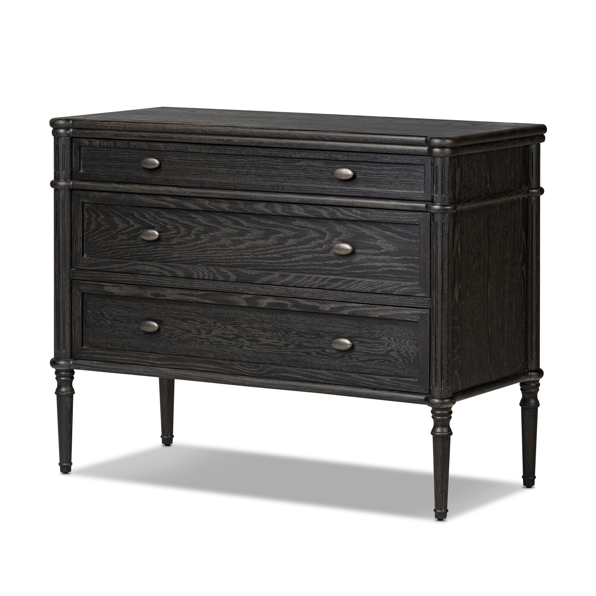 Four Hands Toulouse Chest — Distressed Black-Distressed Black Oak-Aged Brass