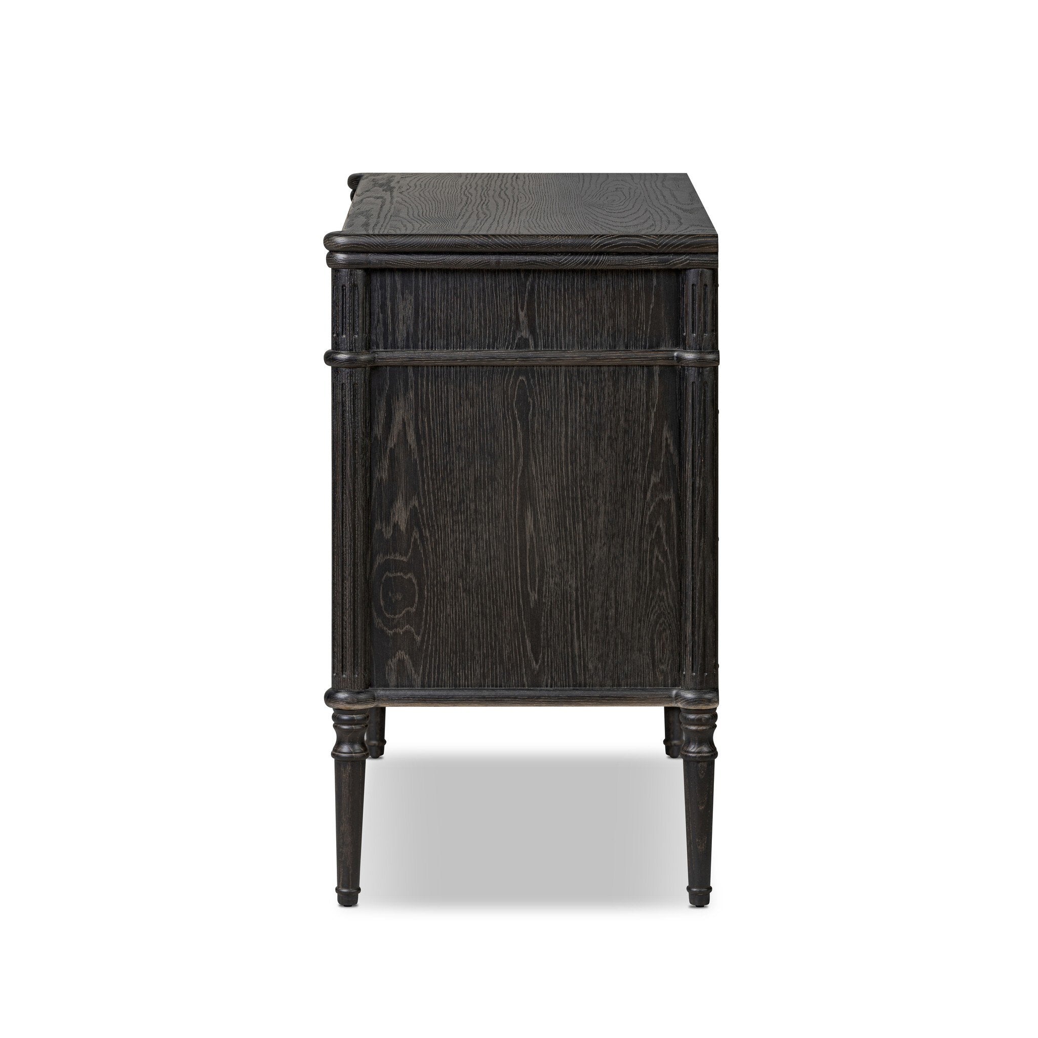 Four Hands Toulouse Chest — Distressed Black-Distressed Black Oak-Aged Brass