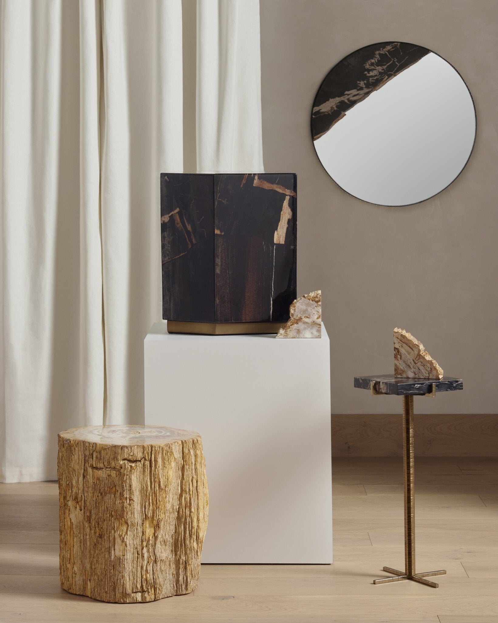 Four Hands Petrified Wood Book Ends — Light Petrified Wood