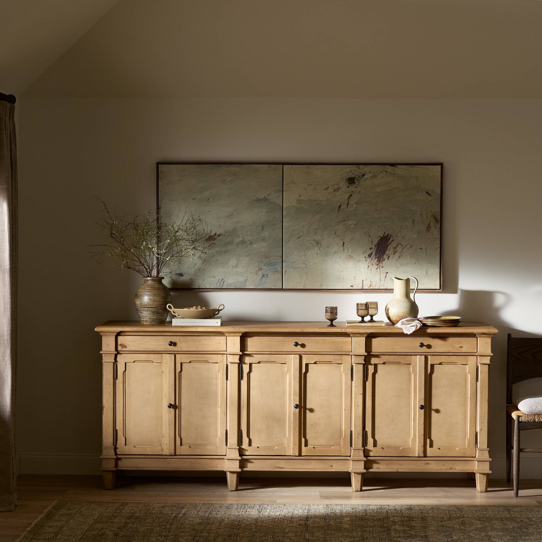 Four Hands Marjorie Sideboard — Bleached Birch-Distressed Copper