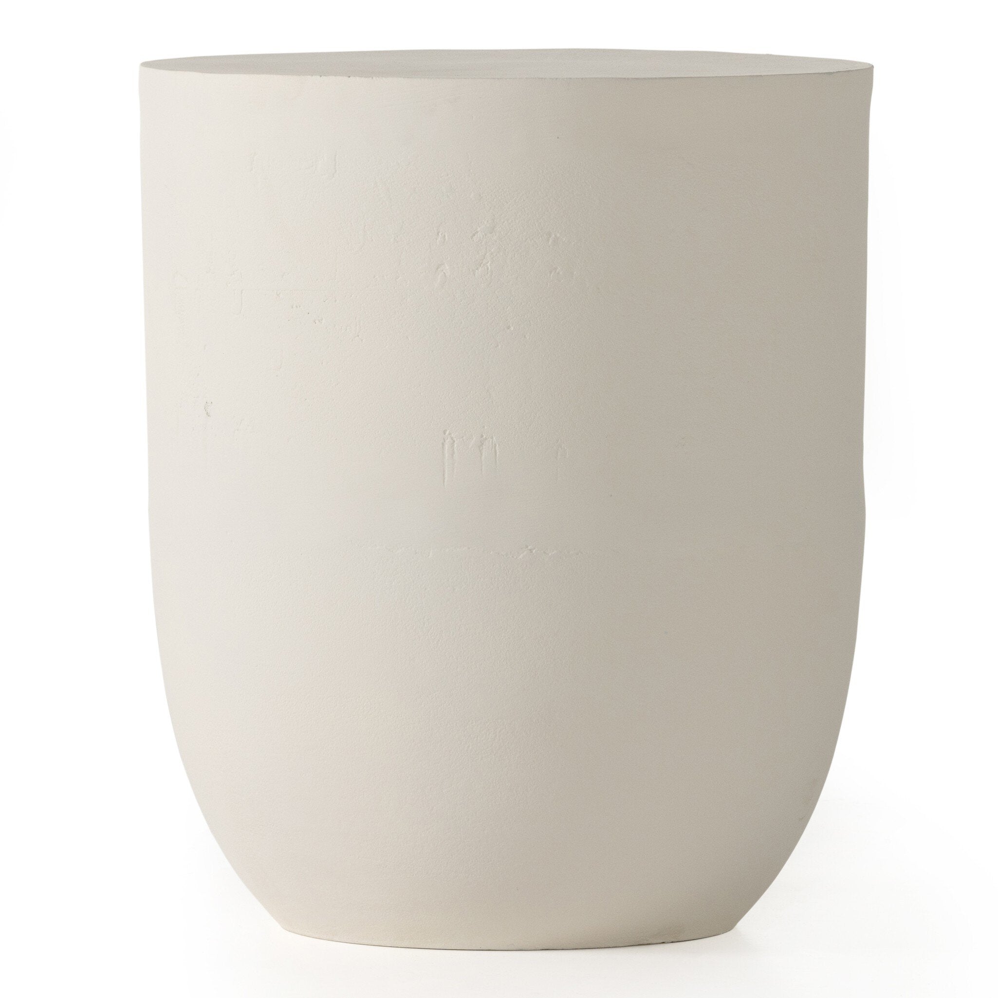 Four Hands Basil Outdoor Drink Table — Matte White Cast Aluminum