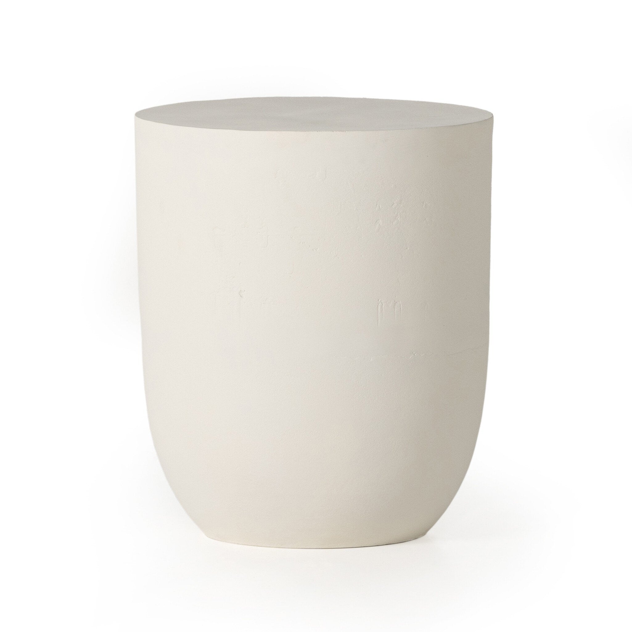 Four Hands Basil Outdoor Drink Table — Matte White Cast Aluminum