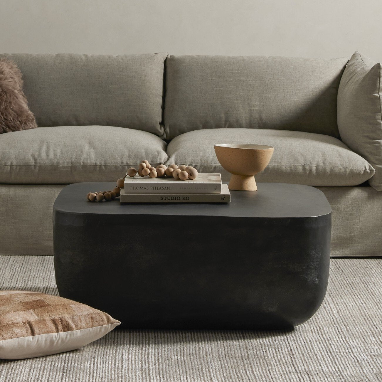 Four Hands Basil Square Outdoor Coffee Table — Aged Grey