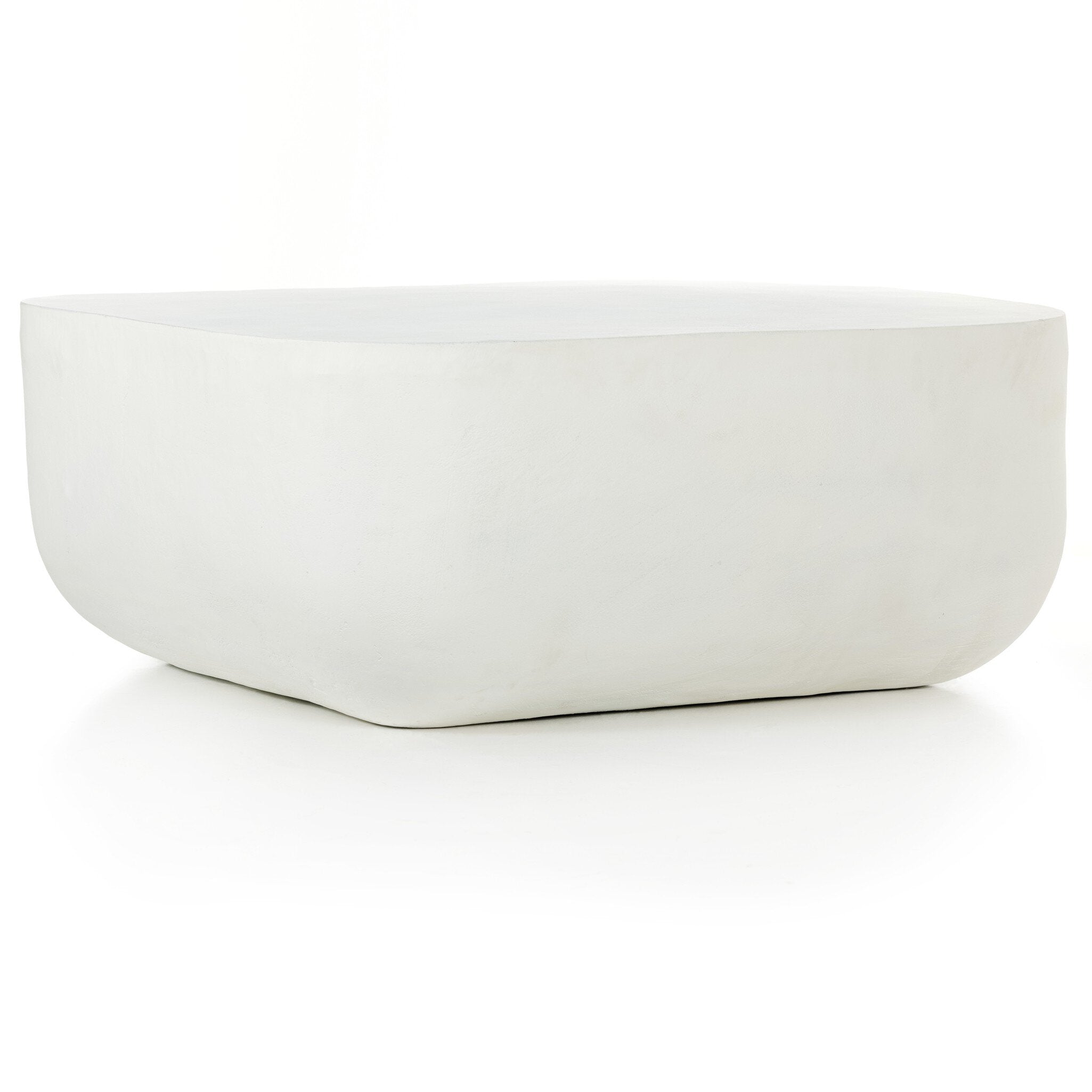 Four Hands Basil Square Outdoor Coffee Table — Matte White Cast Aluminum