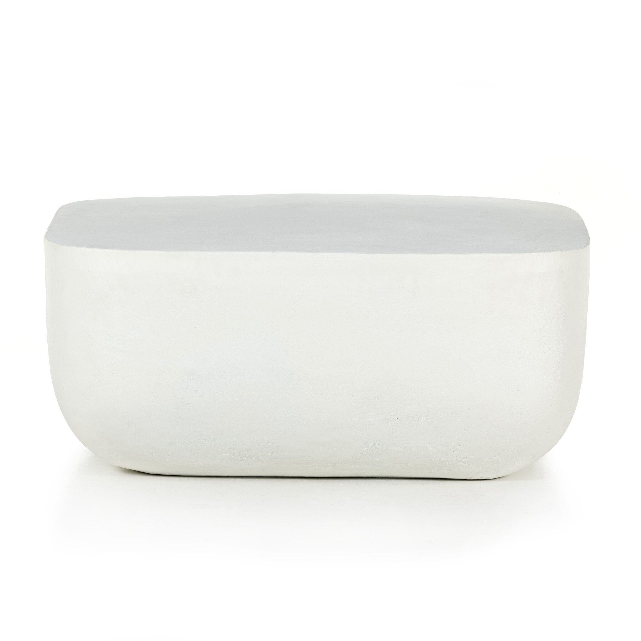 Four Hands Basil Square Outdoor Coffee Table — Matte White Cast Aluminum